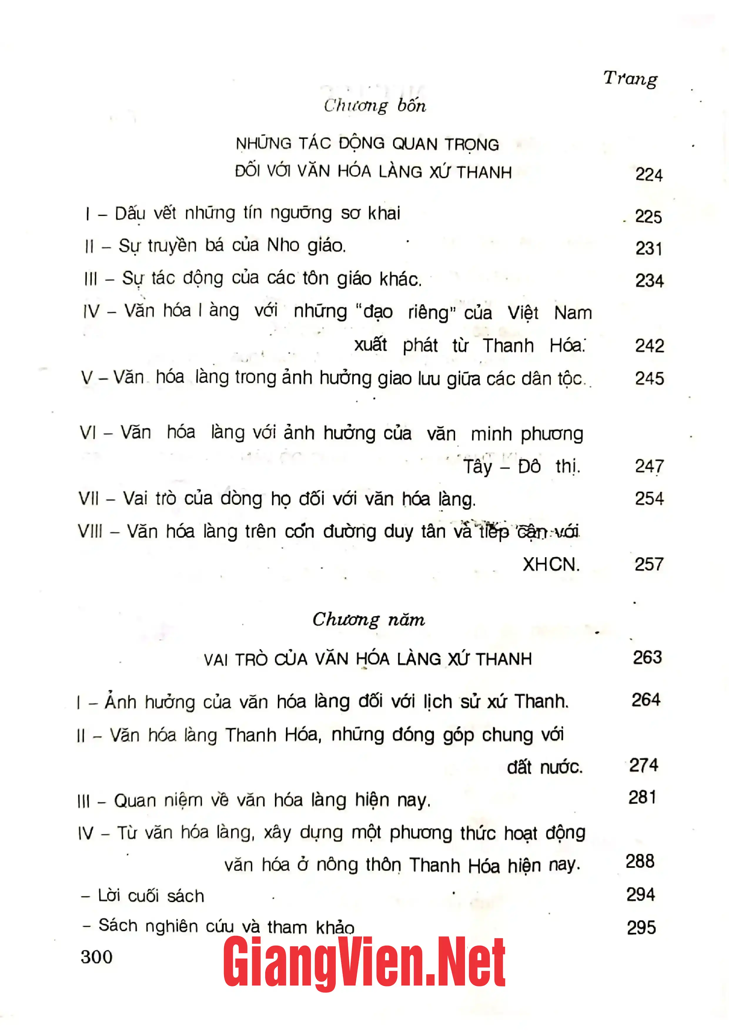 Mục lục chi tiết trang 1 sách Khảo sát văn hoá làng xứ Thanh