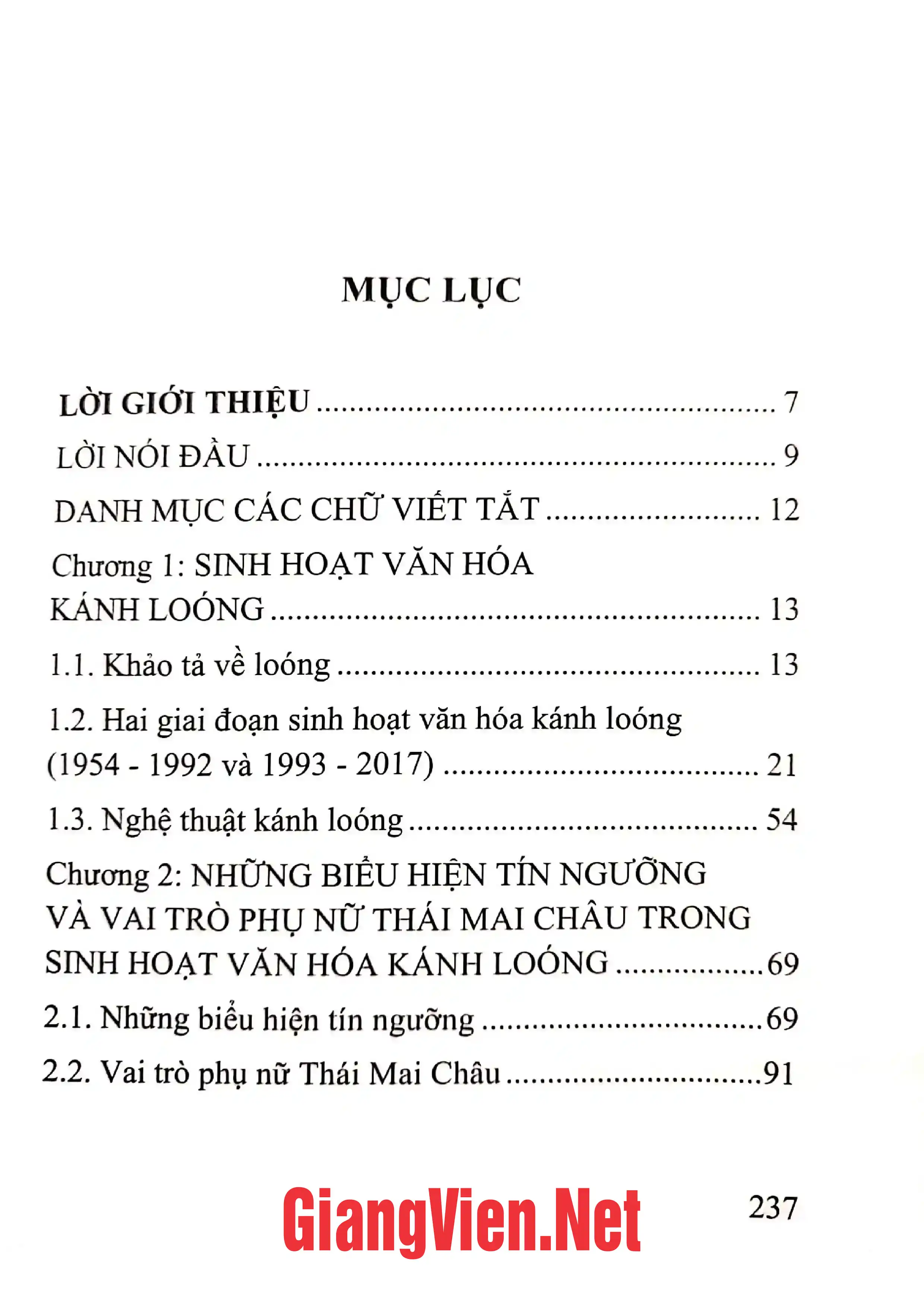 Trang bìa chính thức sách Văn hóa Kánh Loóng của người Thái ở huyện Mai Châu, tỉnh Hòa Bình