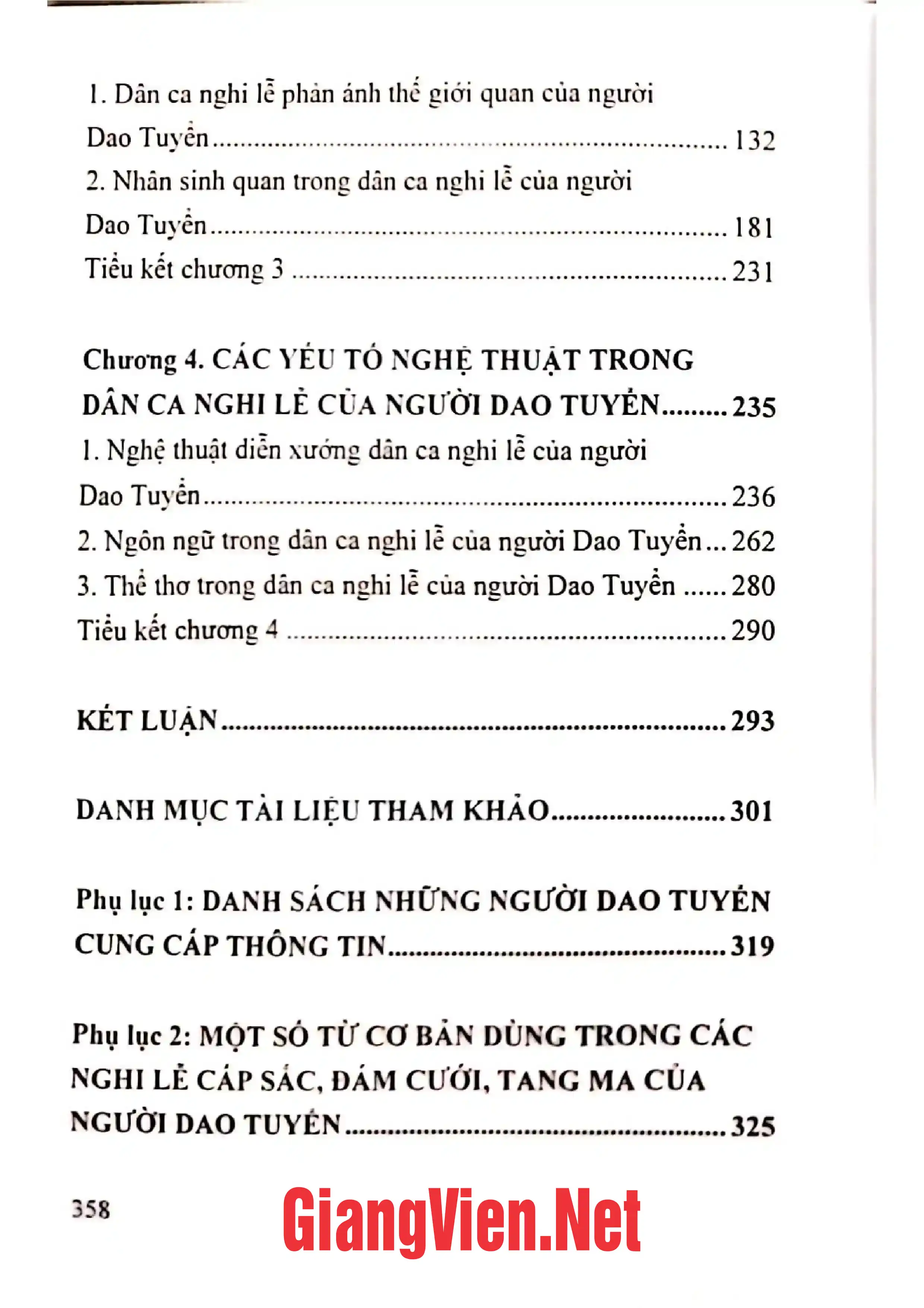 Mục lục chi tiết trang 1 sách Dân ca nghi lễ của người Dao Tuyển