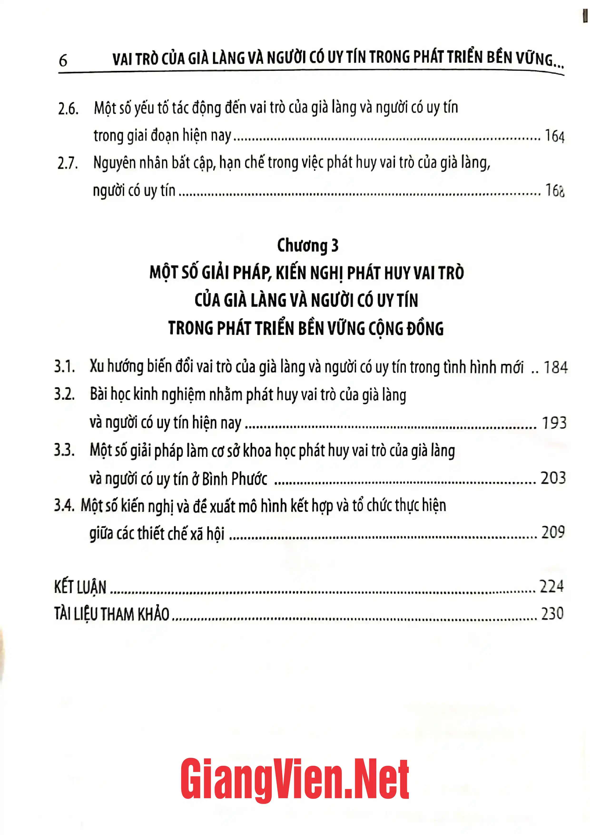 Mục lục chi tiết trang 1 sách Vai trò của Già làng và người có uy tín trong phát triển bền vững vùng đồng bào dân tộc thiểu số tỉnh Bình Phước