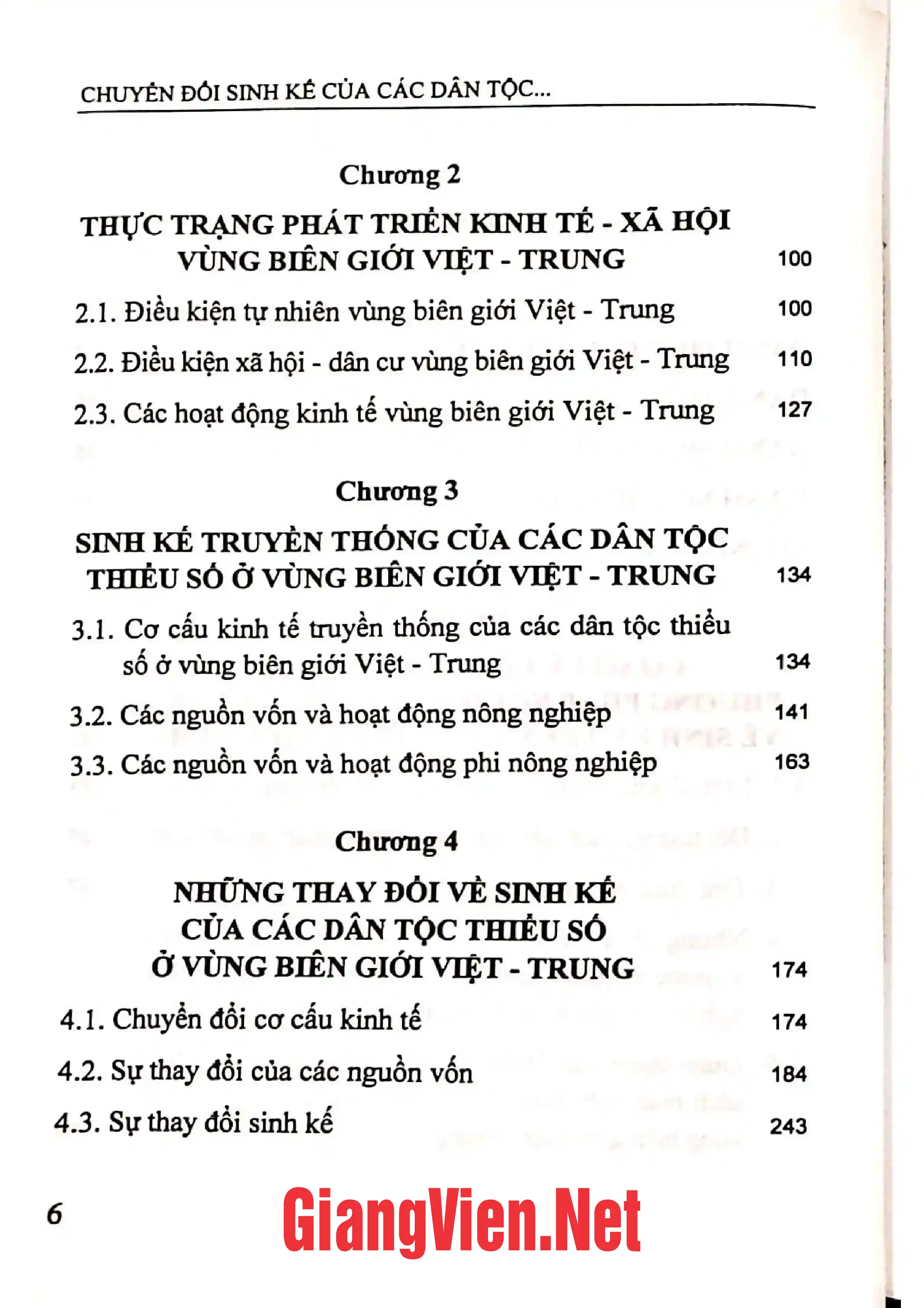 Mục lục chi tiết trang 1 sách Chuyển đổi sinh kế của các dân tộc thiểu số ở vùng biên giới Việt-Trung