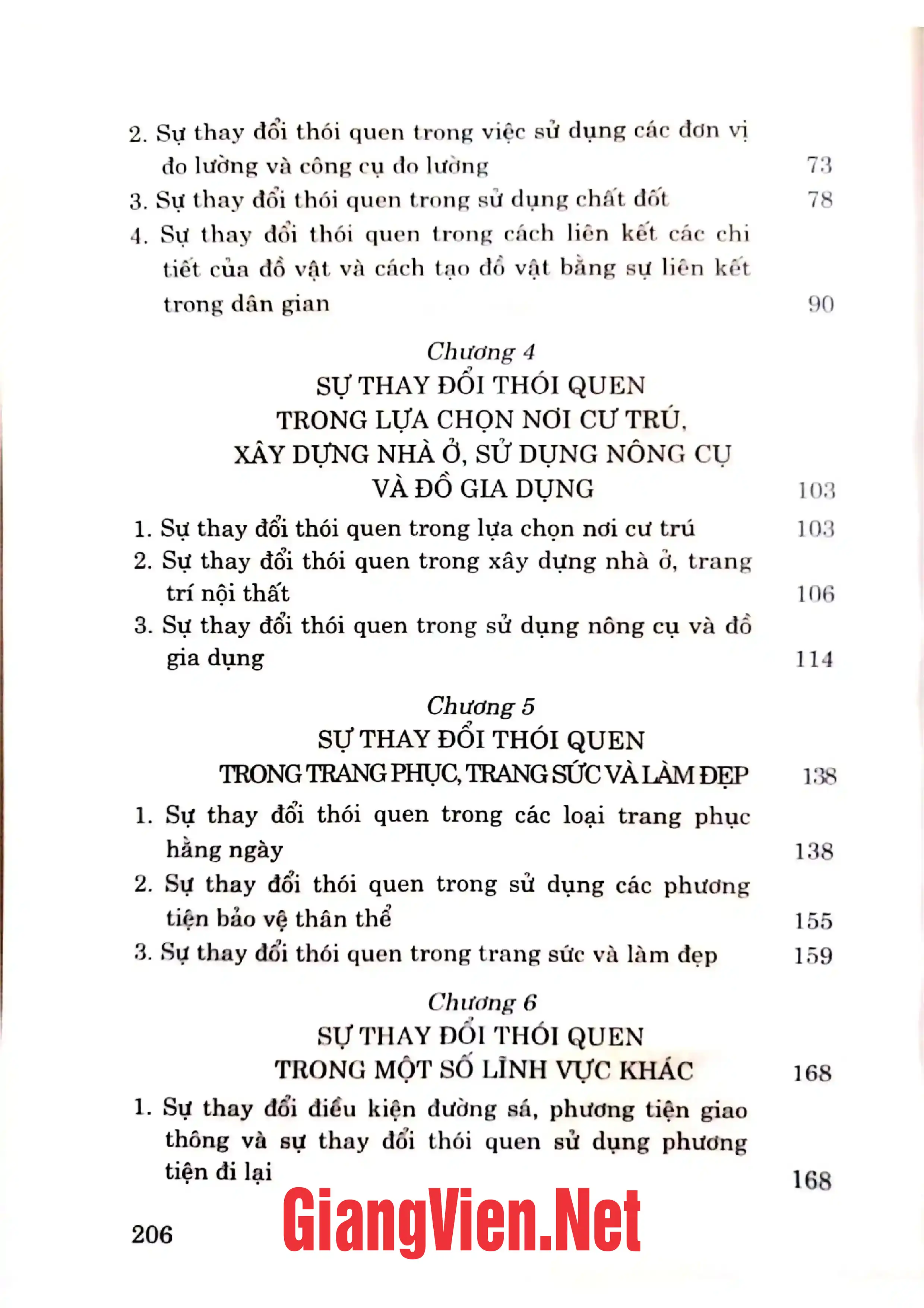 Mục lục chi tiết trang 1 sách Sự thay đổi thói quen của người dân vùng Đồng bằng Bắc Bộ.