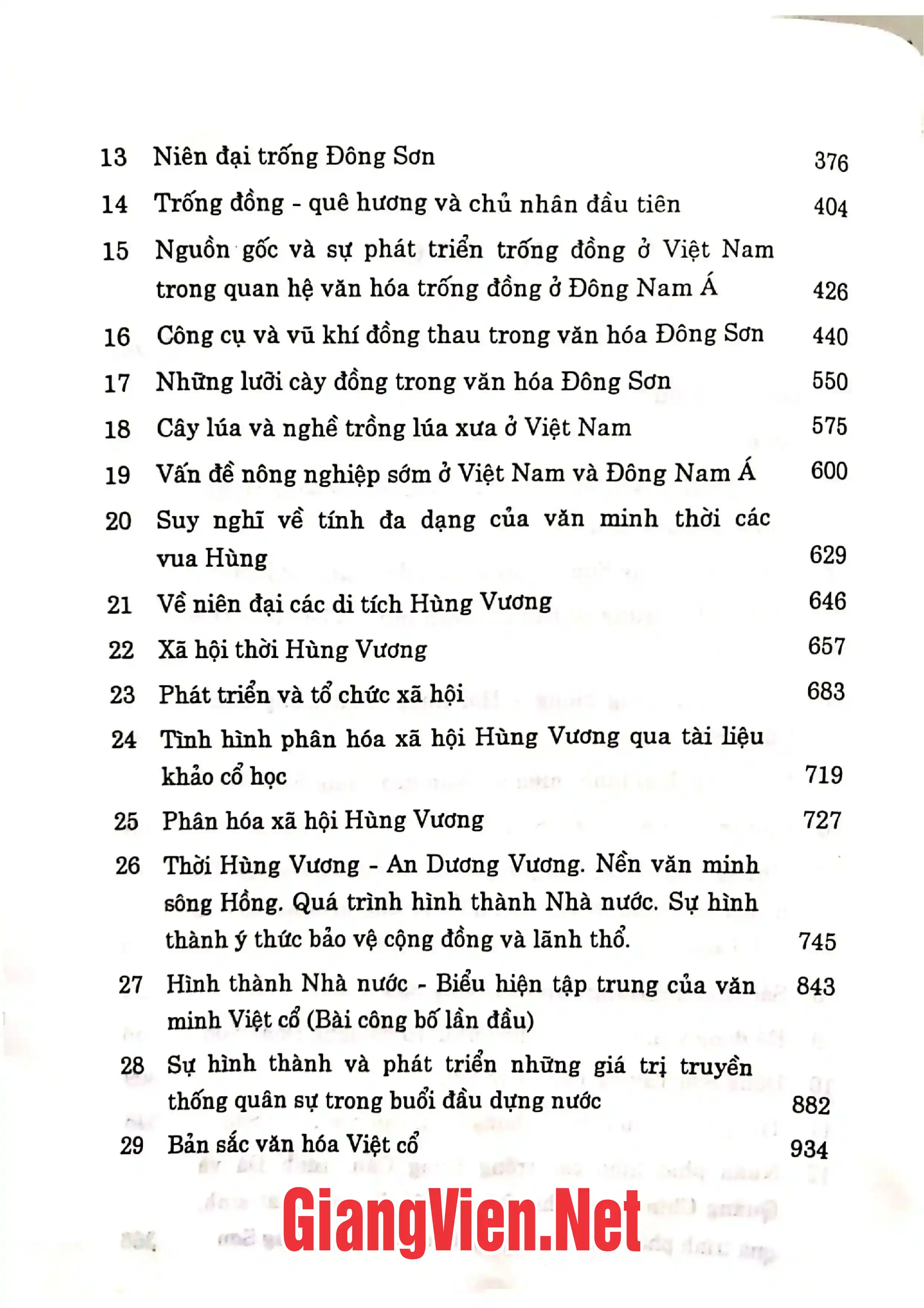 Mục lục chi tiết trang 1 sách Văn hóa Đông Sơn văn minh Việt Cổ