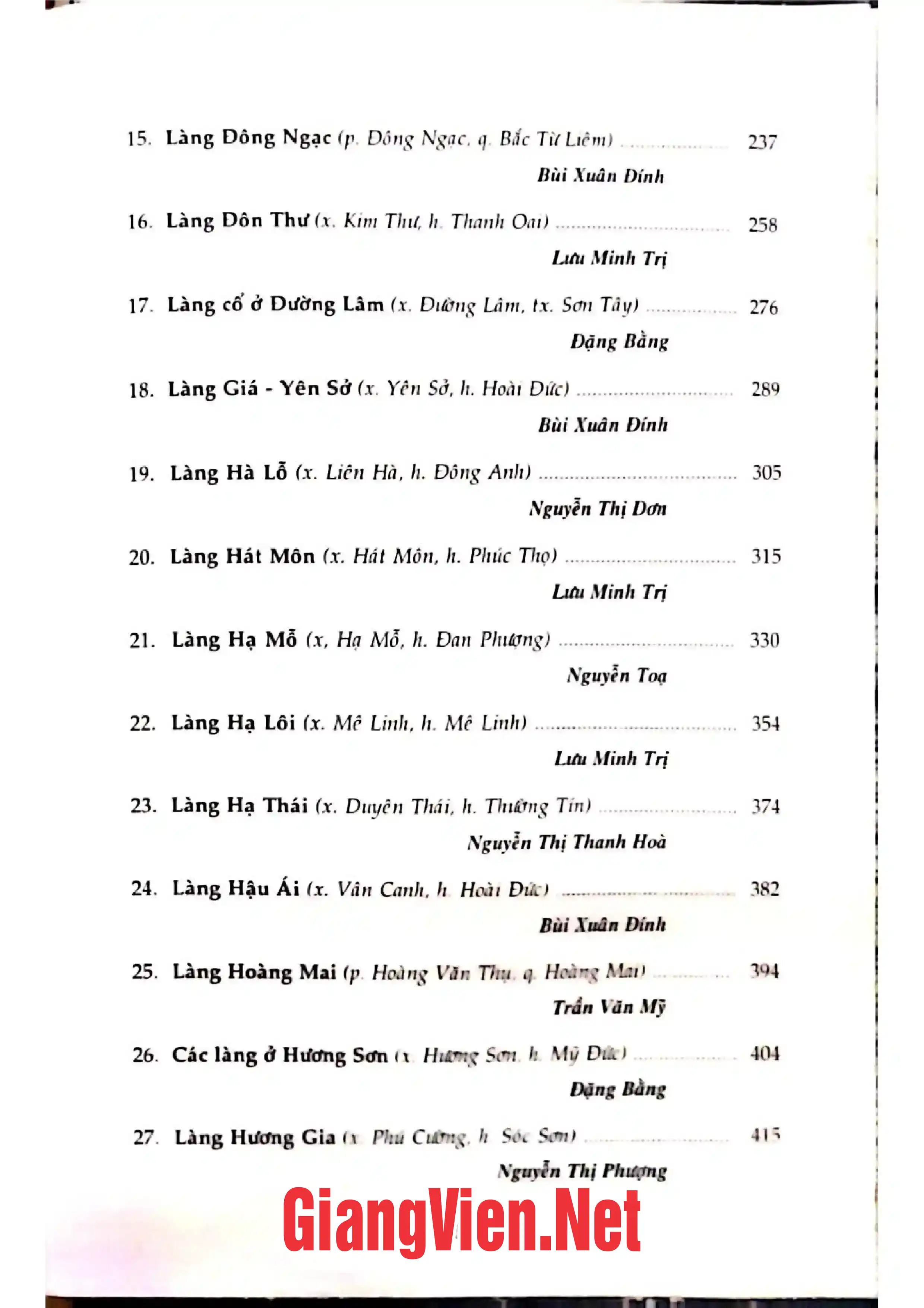 Mục lục chi tiết trang 2 sách Làng cổ Hà Nội, tập 1