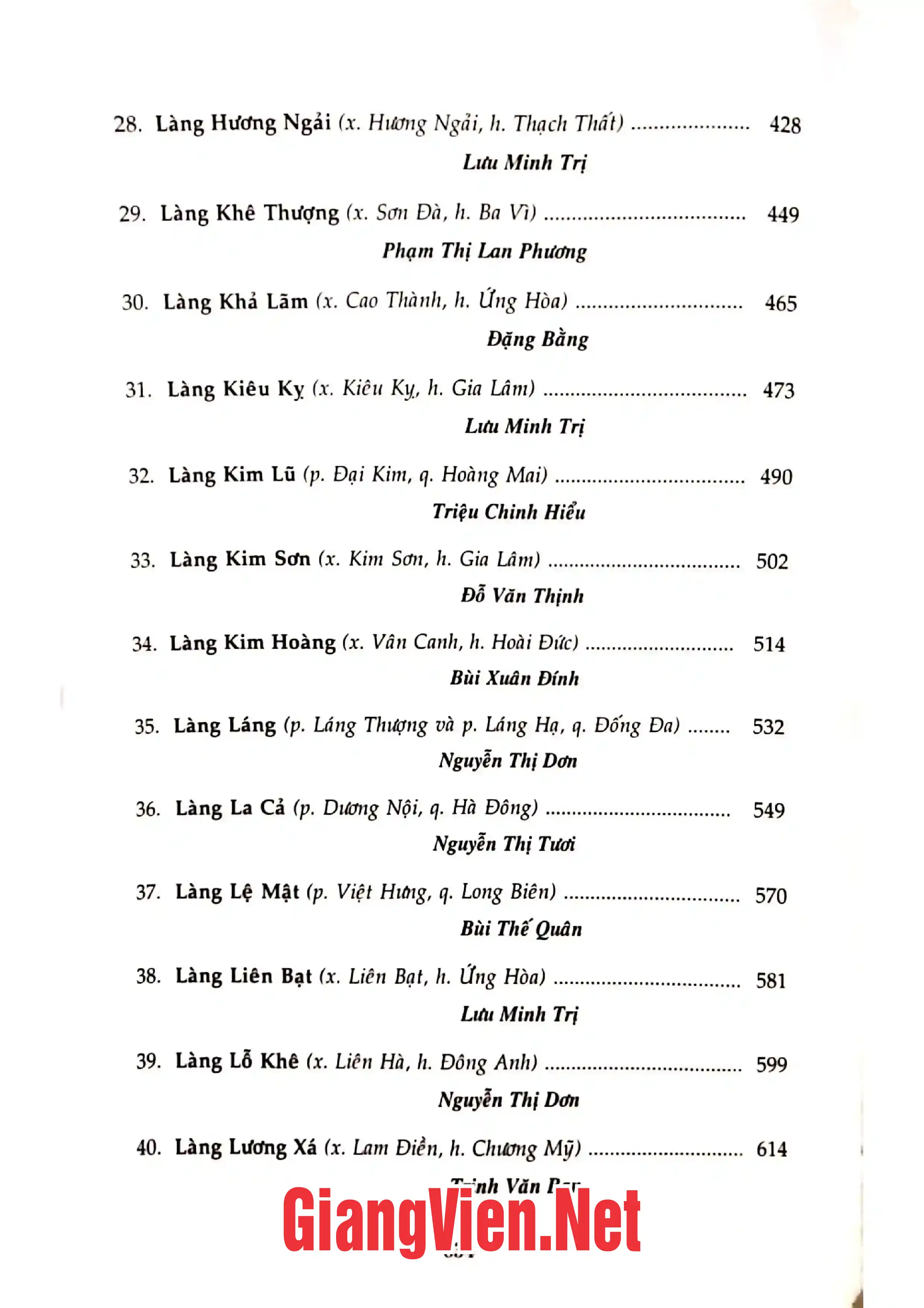 Mục lục chi tiết trang 3 sách Làng cổ Hà Nội, tập 1
