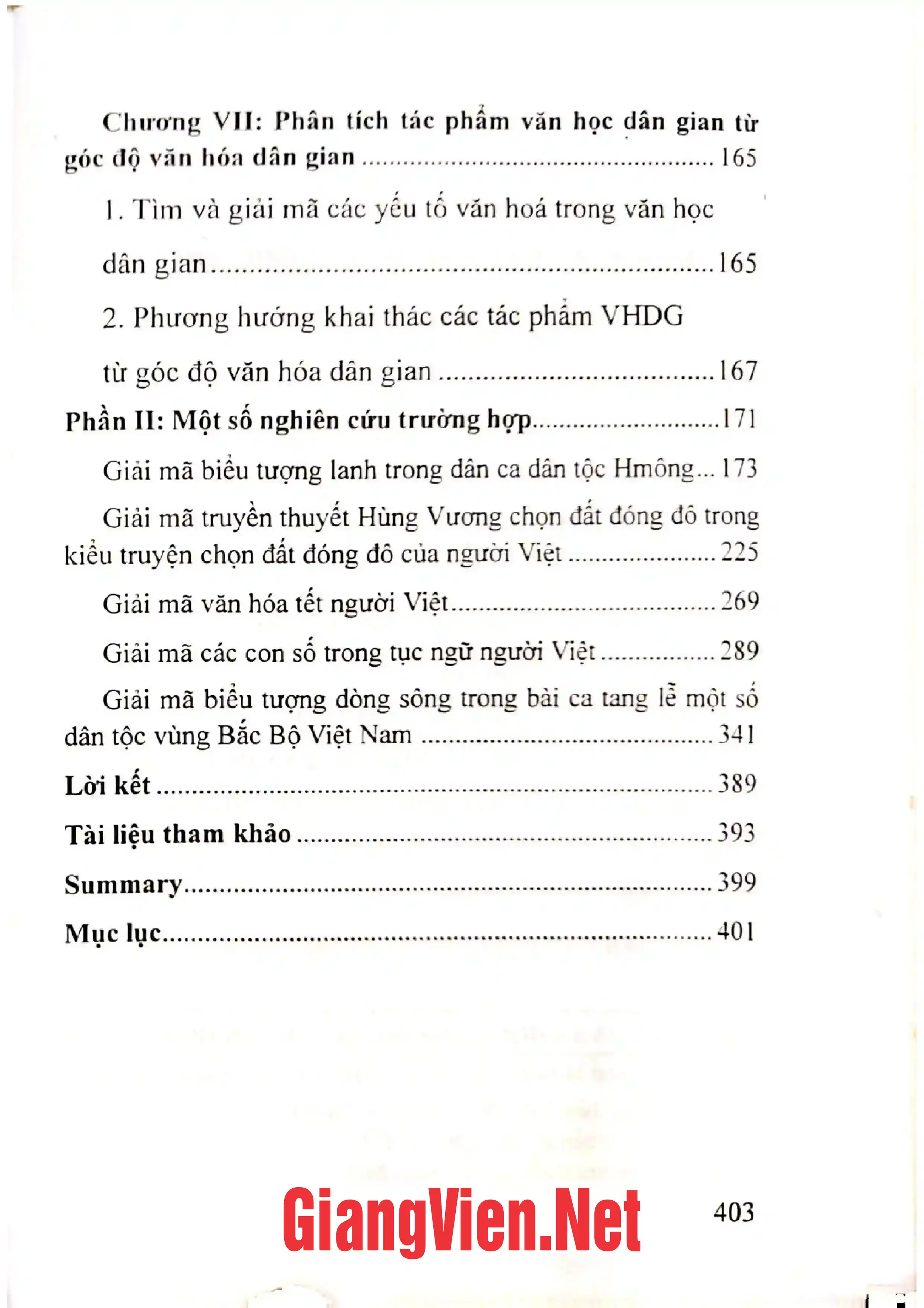 Mục lục chi tiết trang 2 sách Nghiên cứu văn học dân gian từ mã văn hóa dân gian