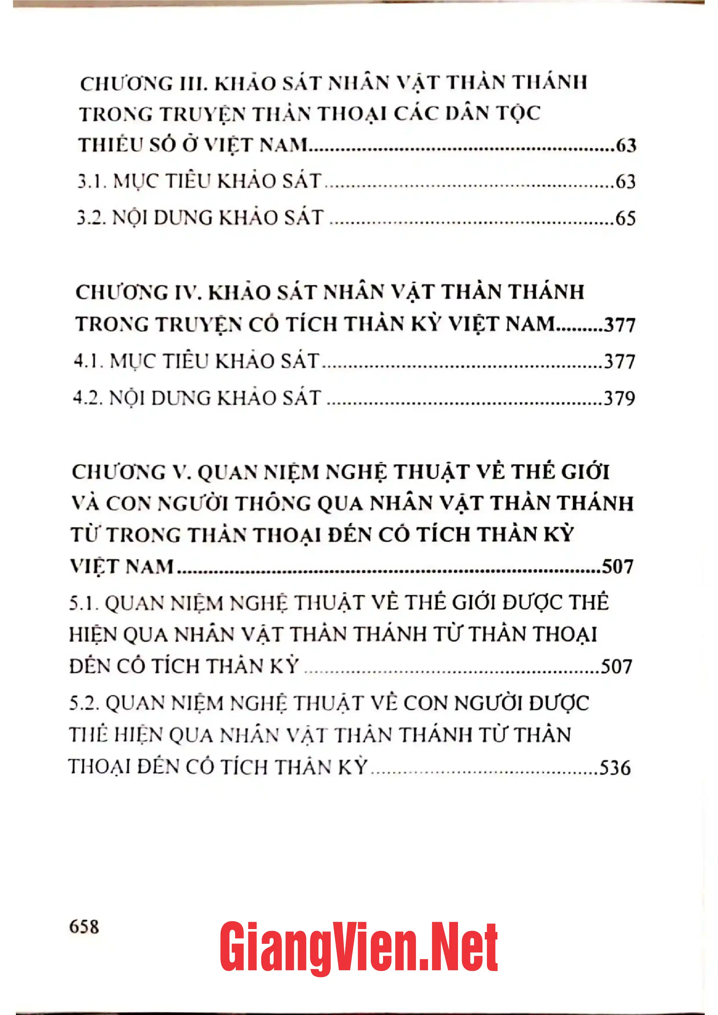 Mục lục chi tiết trang 1 sách Sự biến đổi của nhân vật thần thánh từ thần thoại đến cổ tích thần kỳ ở Việt Nam