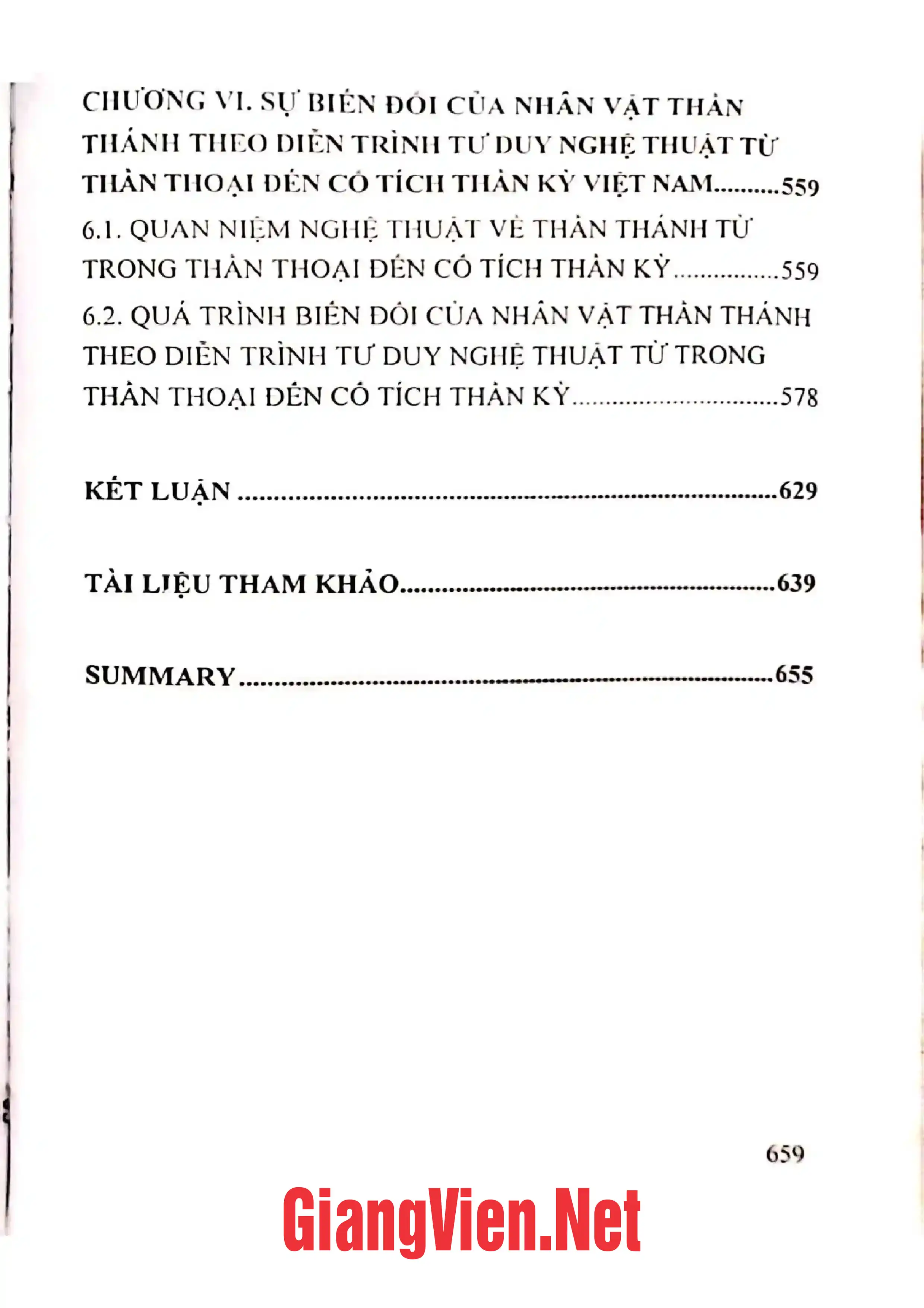 Mục lục chi tiết trang 2 sách Sự biến đổi của nhân vật thần thánh từ thần thoại đến cổ tích thần kỳ ở Việt Nam