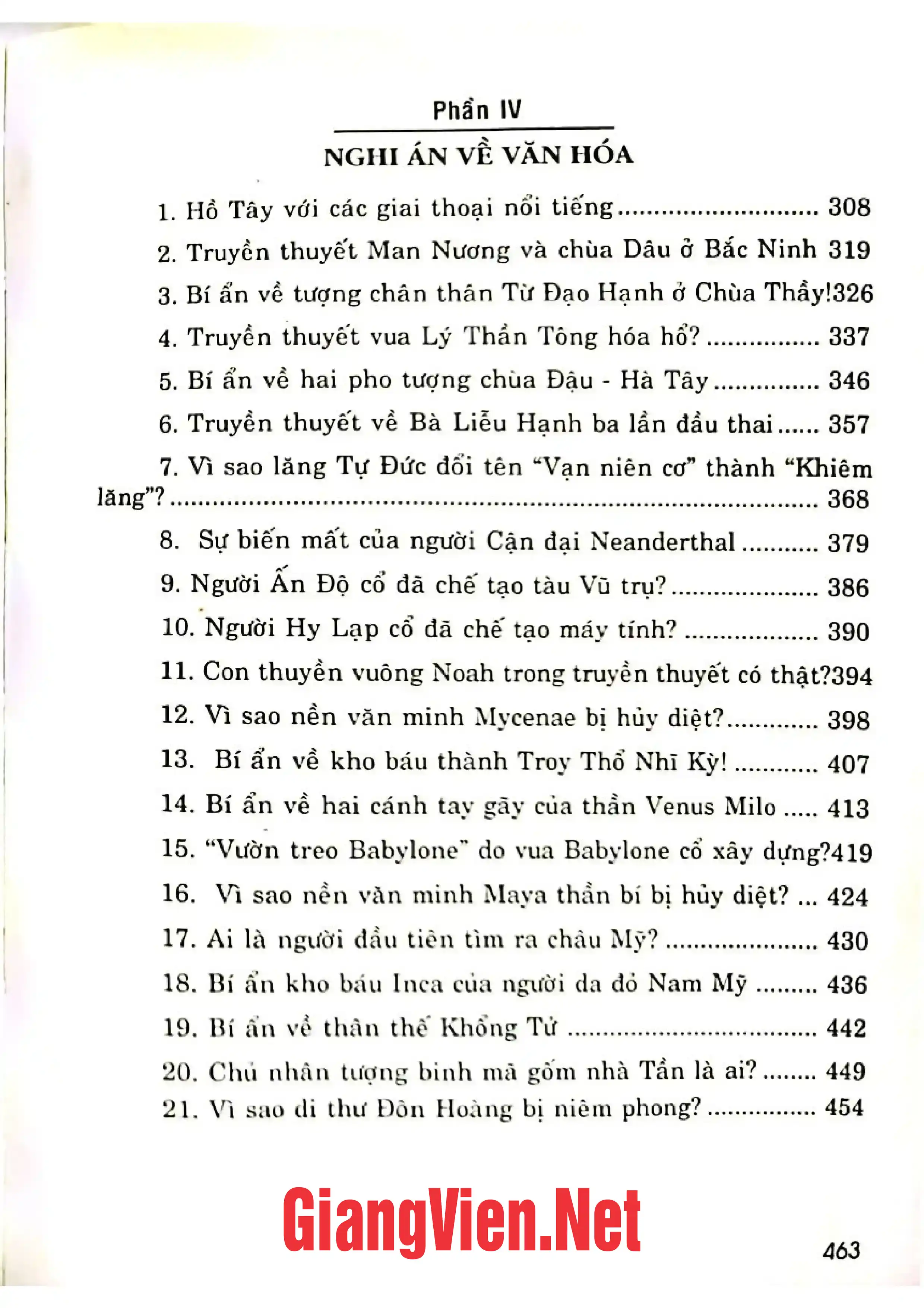 Mục lục chi tiết trang 3 sách Truyền thuyết hay lịch sử. Những nghi án kì lạ trong lịch sử Việt Nam và thế giới