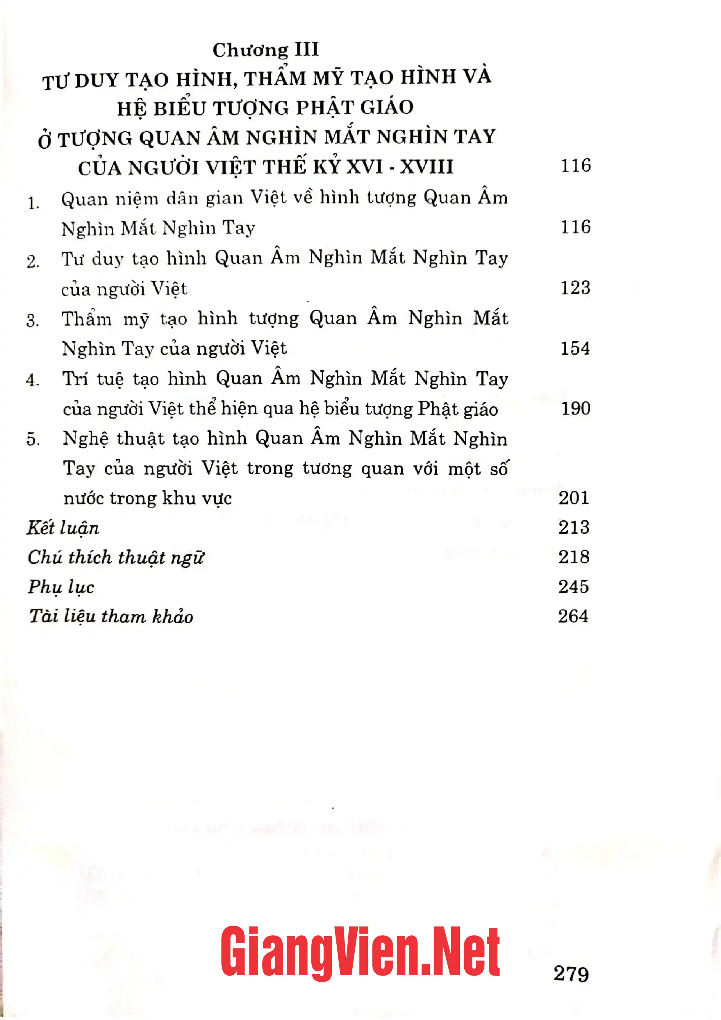 Mục lục chi tiết trang 1 sách Trí tuệ tạo hình người Việt từ hình tượng Quan Âm nghìn mắt nghìn tay