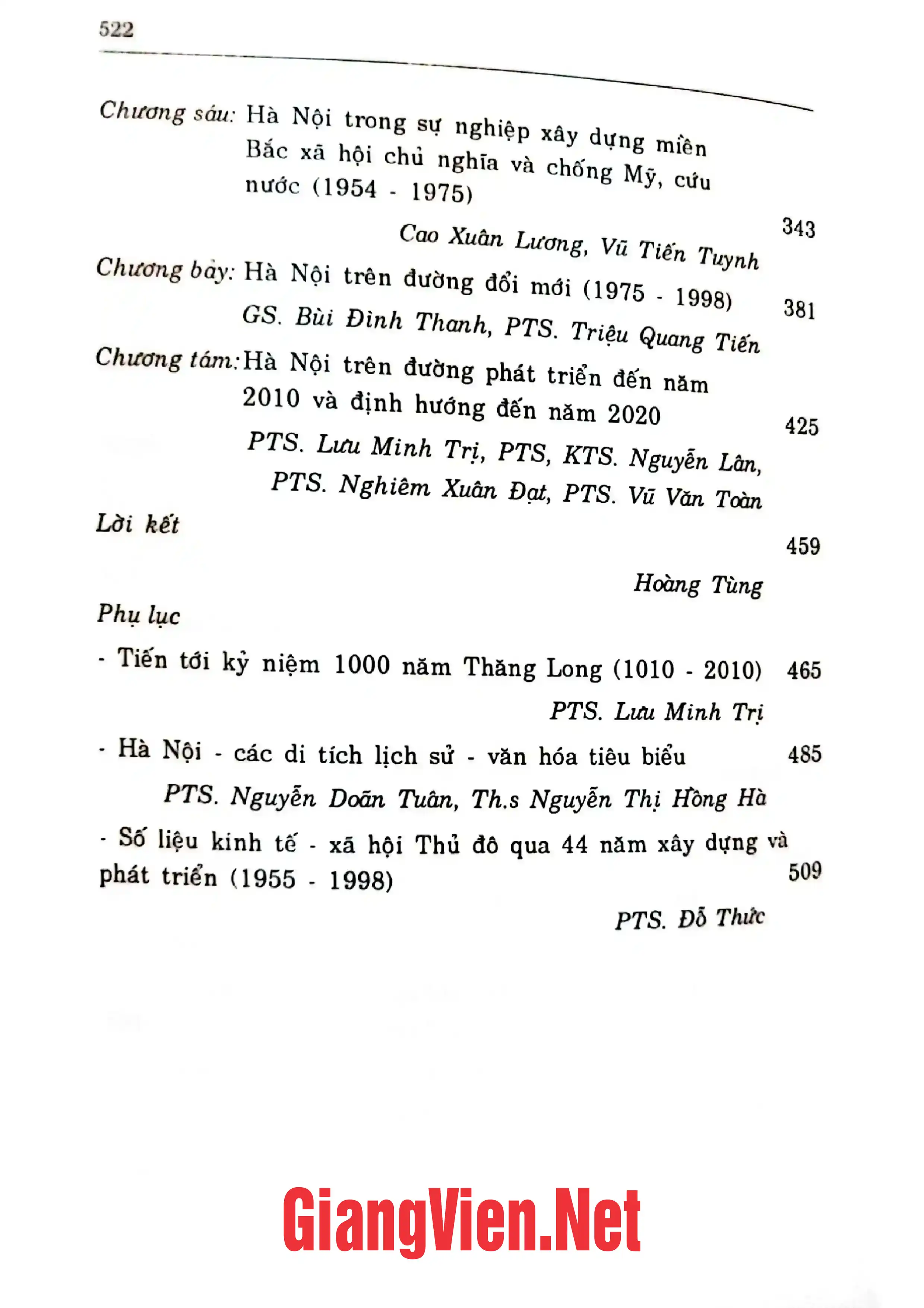 Mục lục chi tiết trang 1 sách Thăng Long Hà Nội