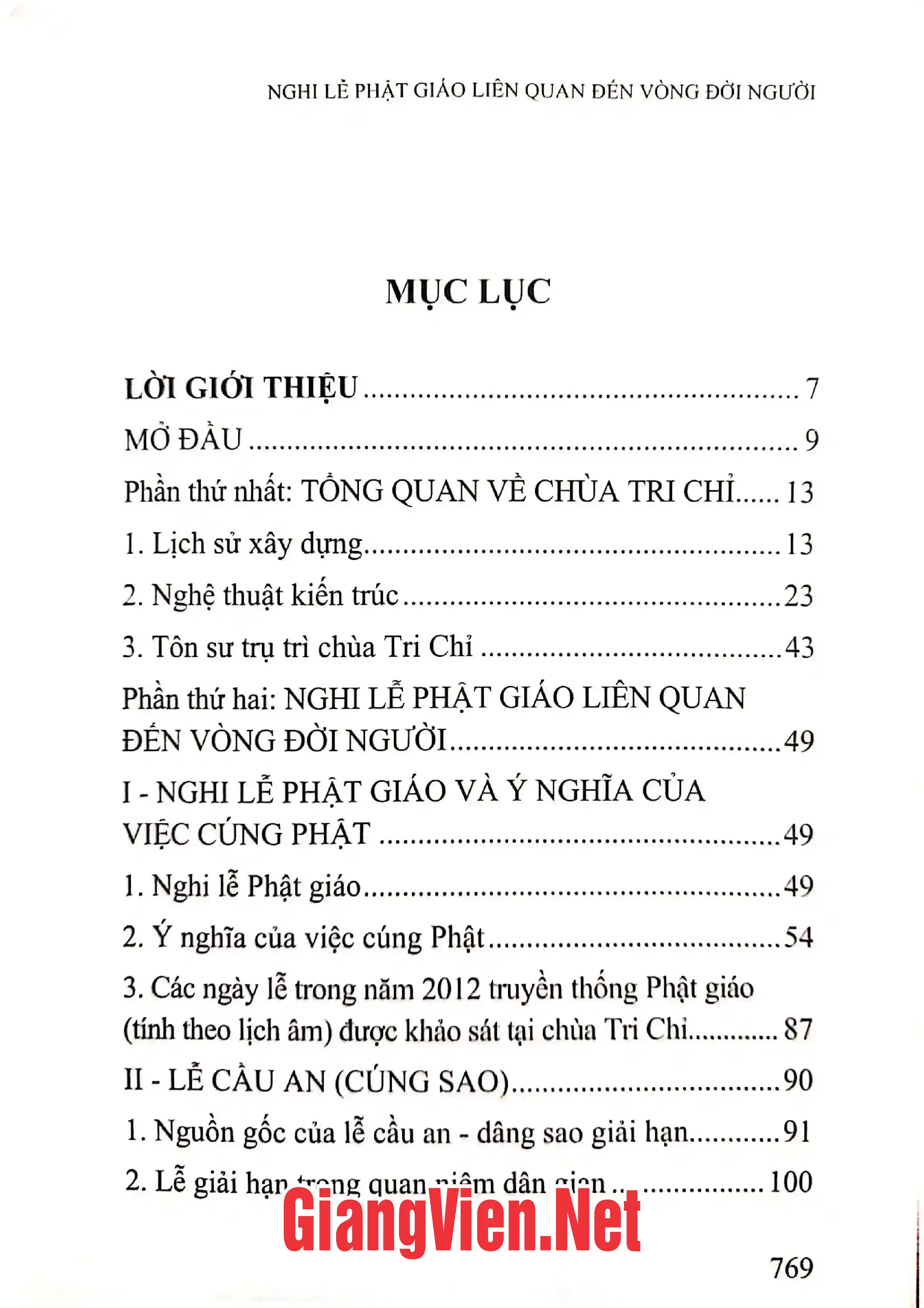 Trang bìa chính thức sách Nghi lễ Phật giáo liên quan đến vòng đời người Qua khảo sát chùa Chỉ, xã Tri Trung, Phú Xuyên, Hà Nội