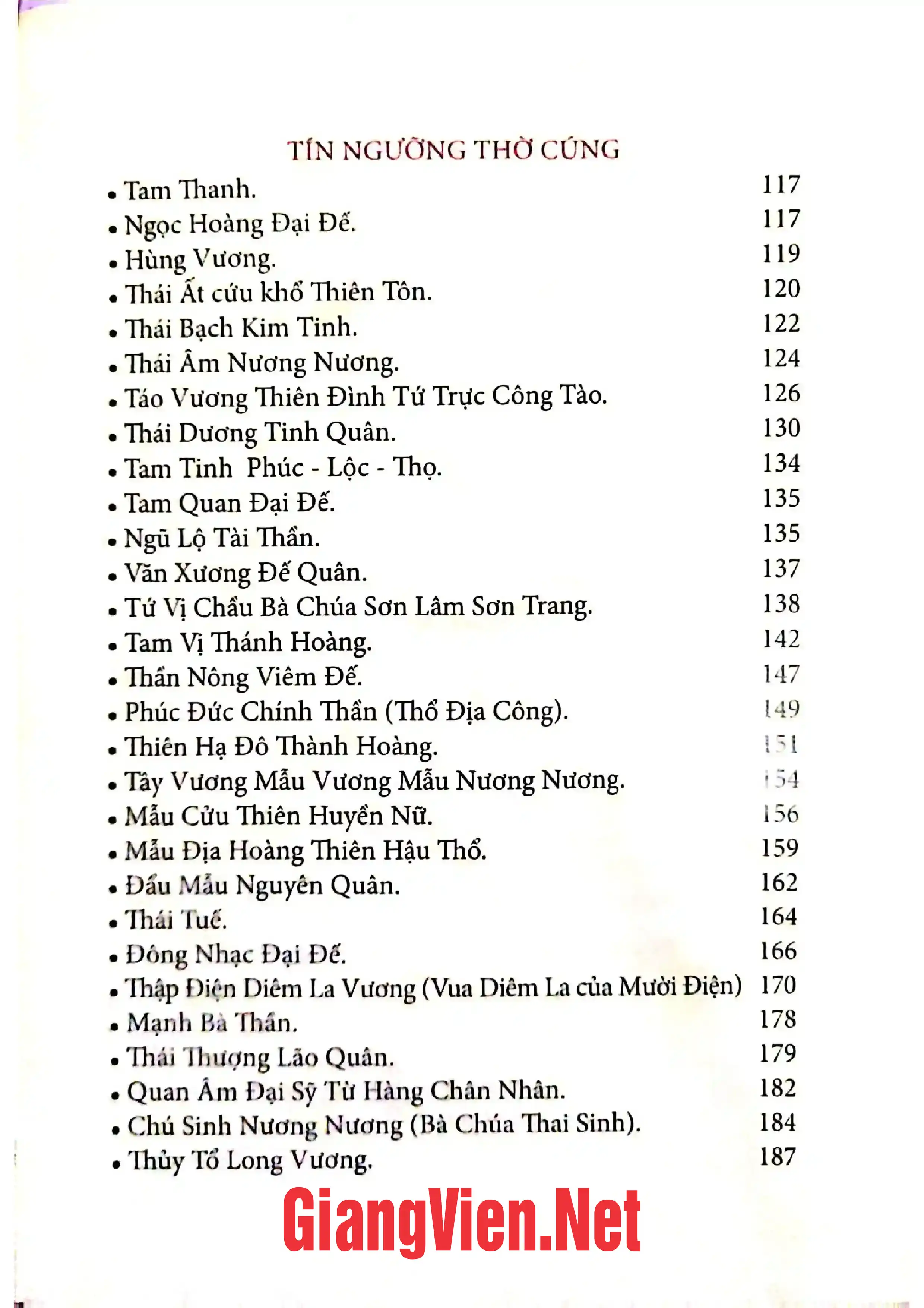 Mục lục chi tiết trang 1 sách Sơn Nam Quán Đền Bà Chúa Vực