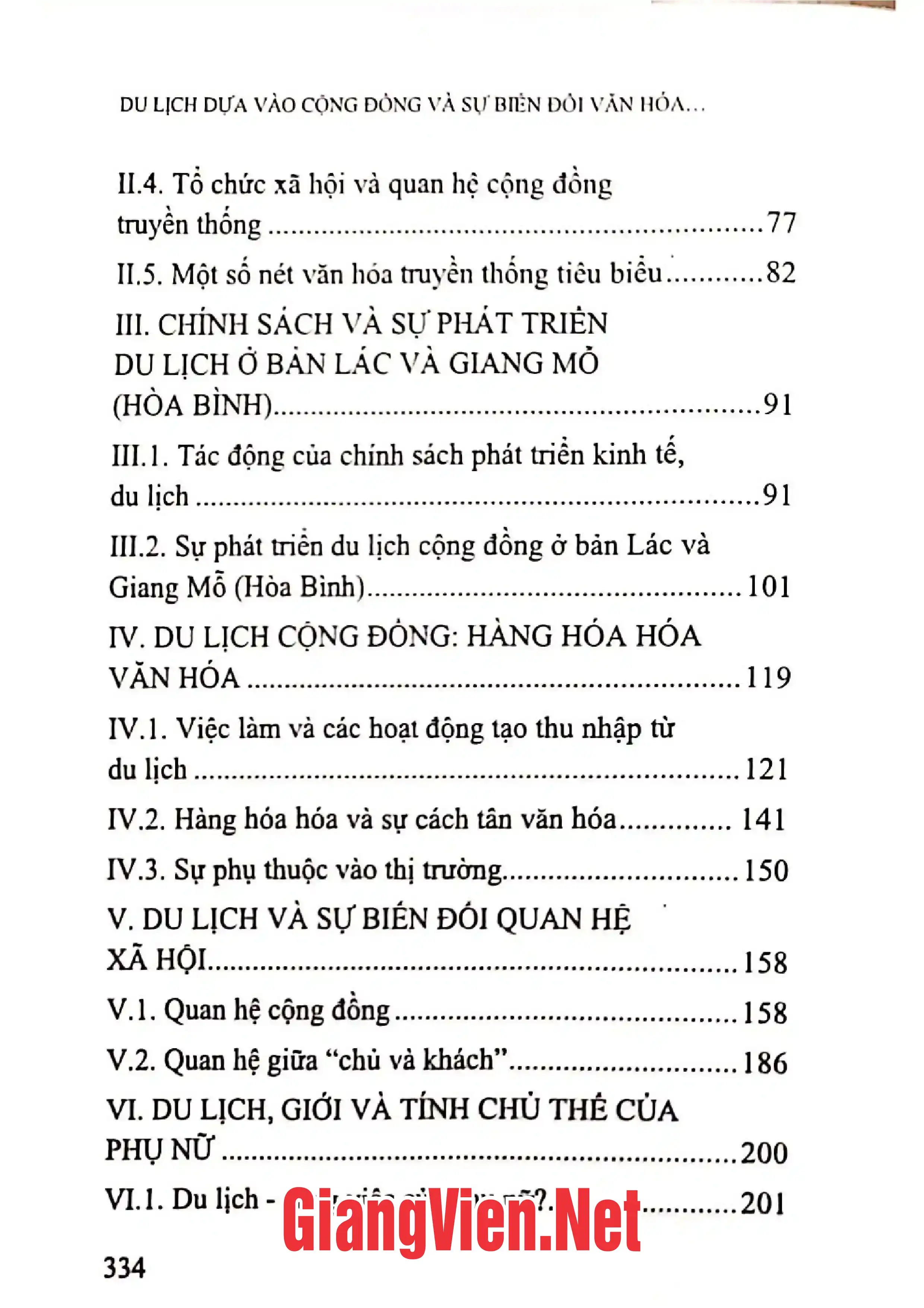 Mục lục chi tiết trang 1 sách Du lịch dựa vào cộng đồng và sự biến đổi văn hóa địa phương - Nghiên cứu trường hợp một số điểm du lịch tỉnh Hòa Bình