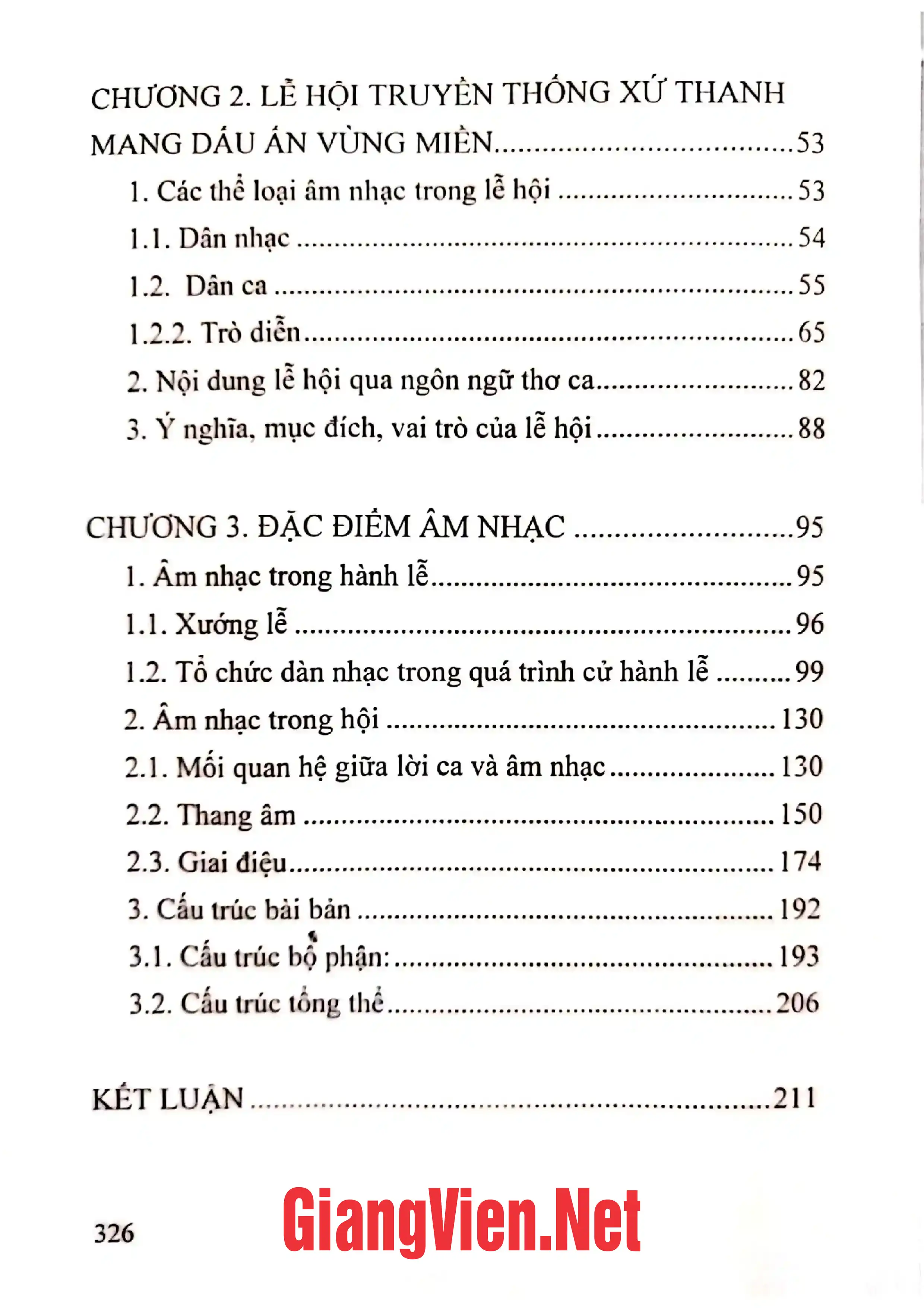 Mục lục chi tiết trang 1 sách Âm nhạc trong lễ hội truyền thống của người Việt ở Xứ Thanh
