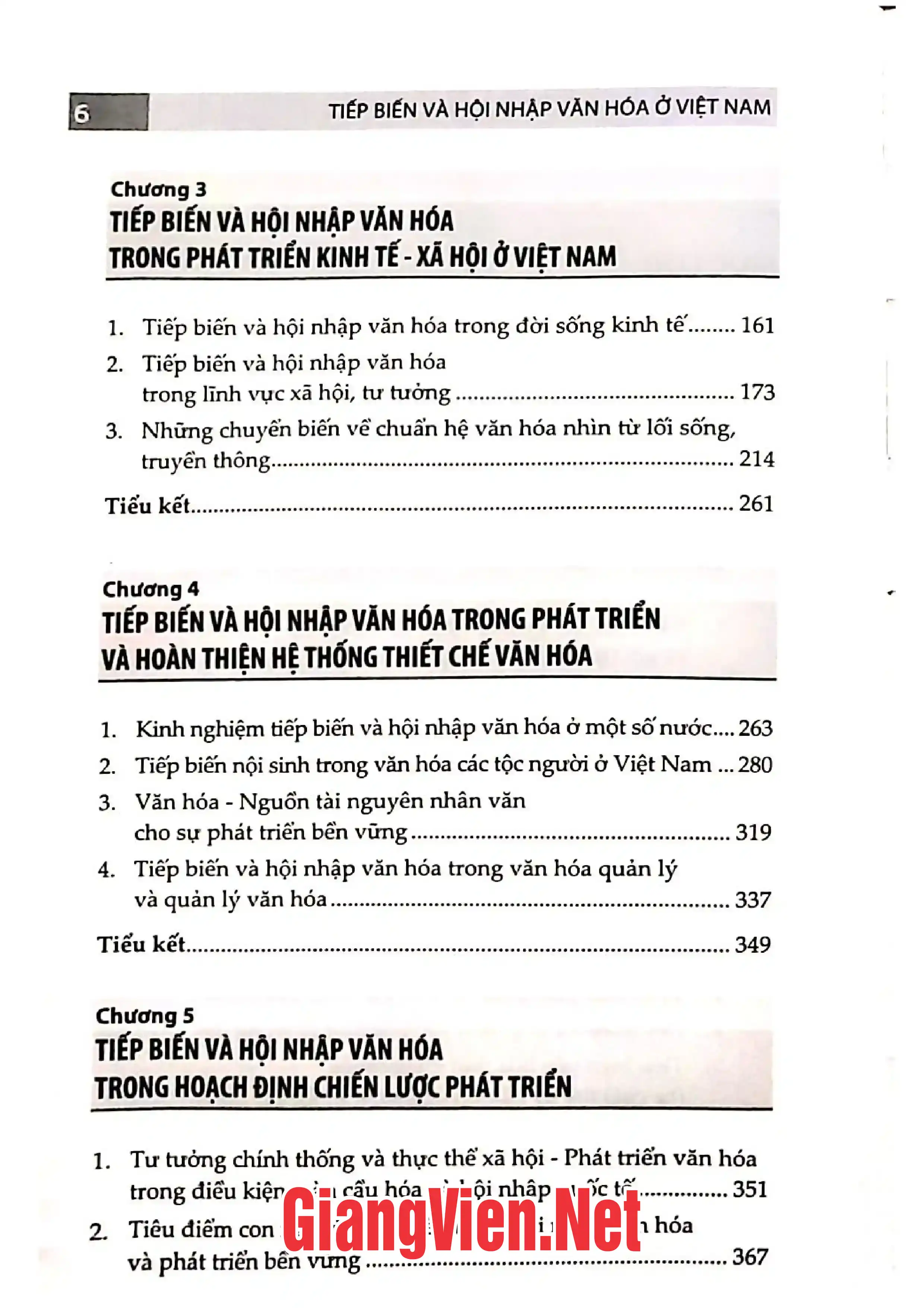 Mục lục chi tiết trang 1 sách Tiếp biến và Hội nhập văn hóa ở Việt Nam