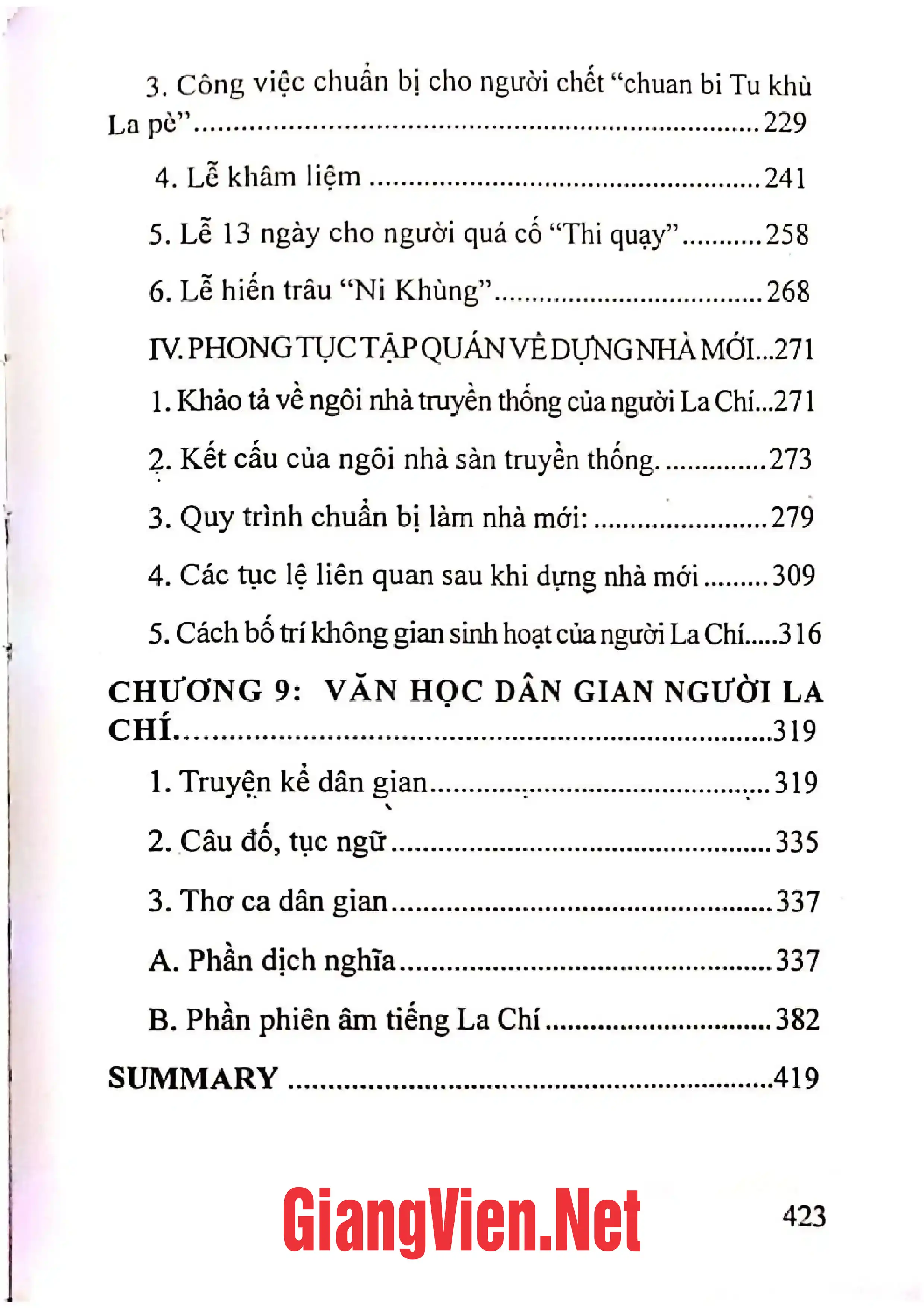 Mục lục chi tiết trang 2 sách Lễ hội Nàng Hai của người Tày ở Cao Bằng