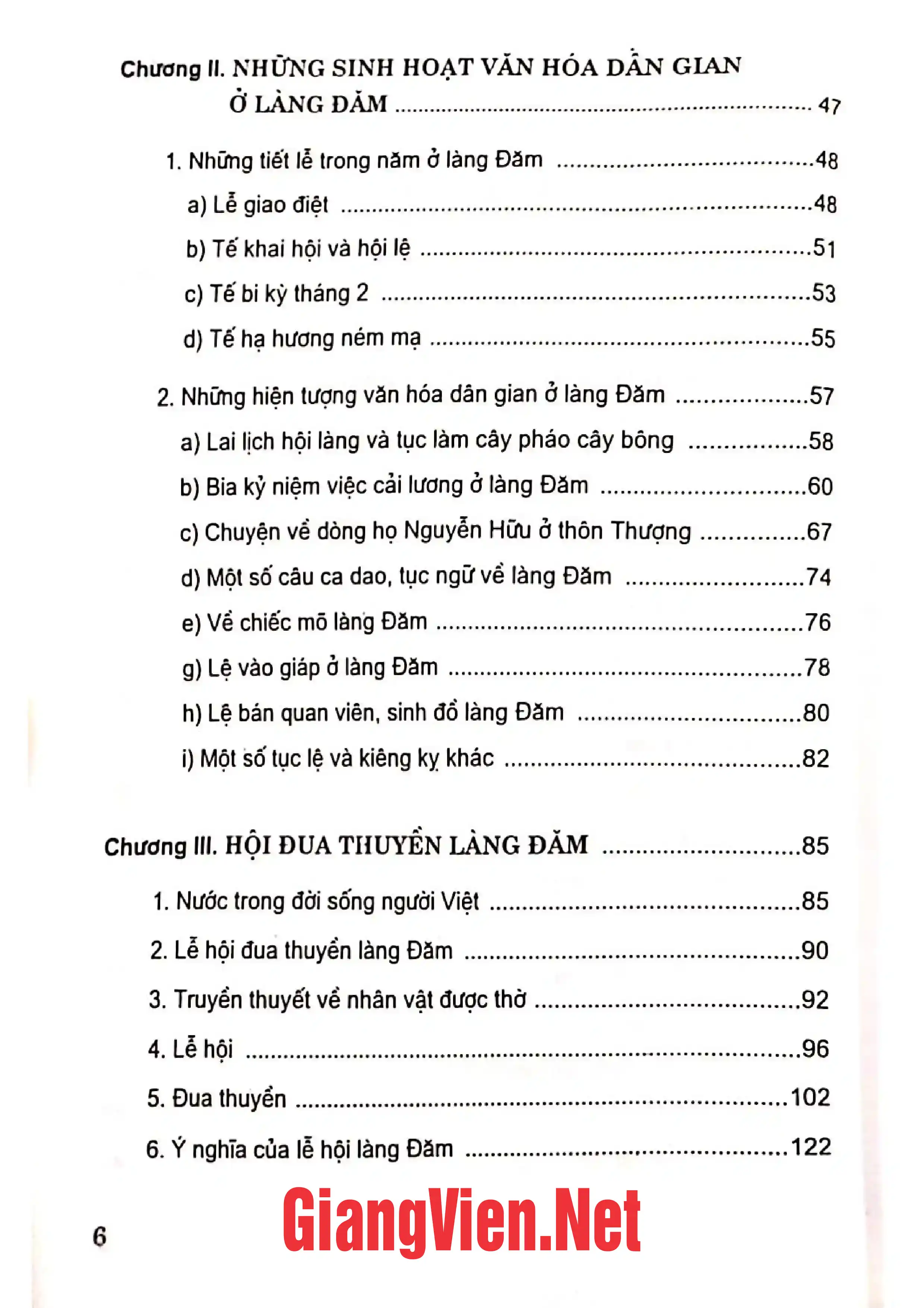 Mục lục chi tiết trang 1 sách Những sinh hoạt văn hóa dân gian của một làng ven đô làng Đăm.