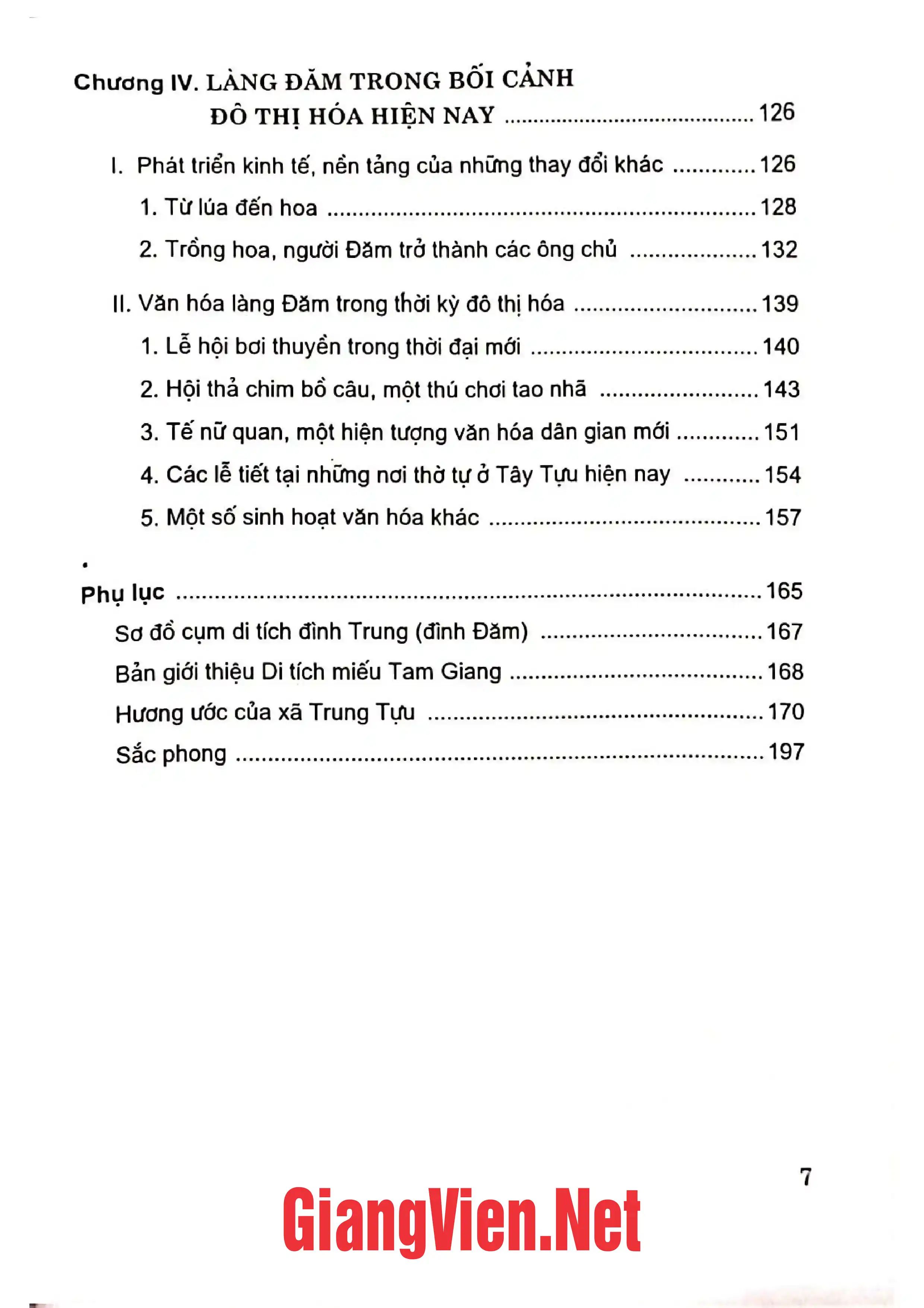 Mục lục chi tiết trang 2 sách Những sinh hoạt văn hóa dân gian của một làng ven đô làng Đăm.
