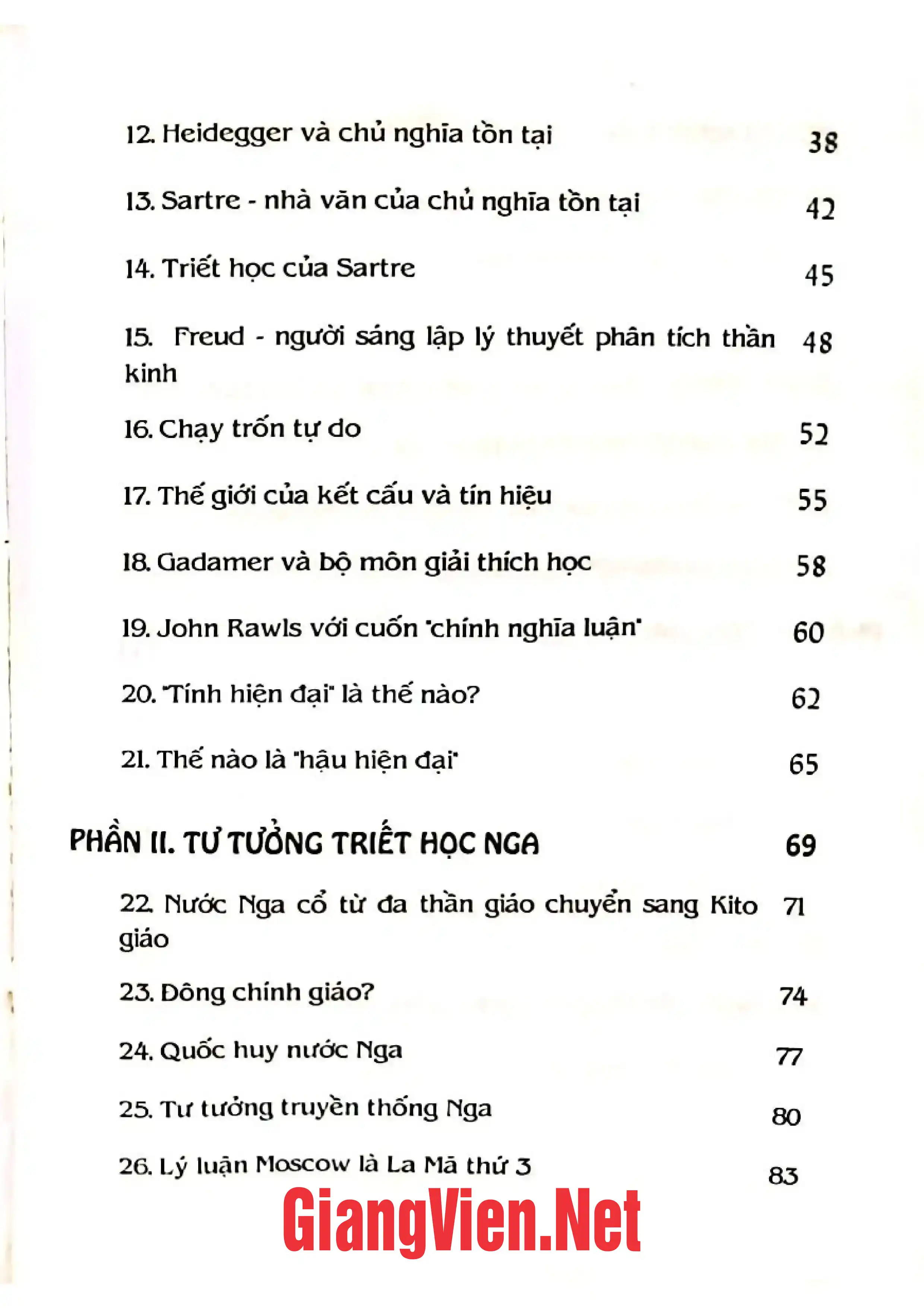 Mục lục chi tiết trang 1 sách Triết học thế giới nên biết