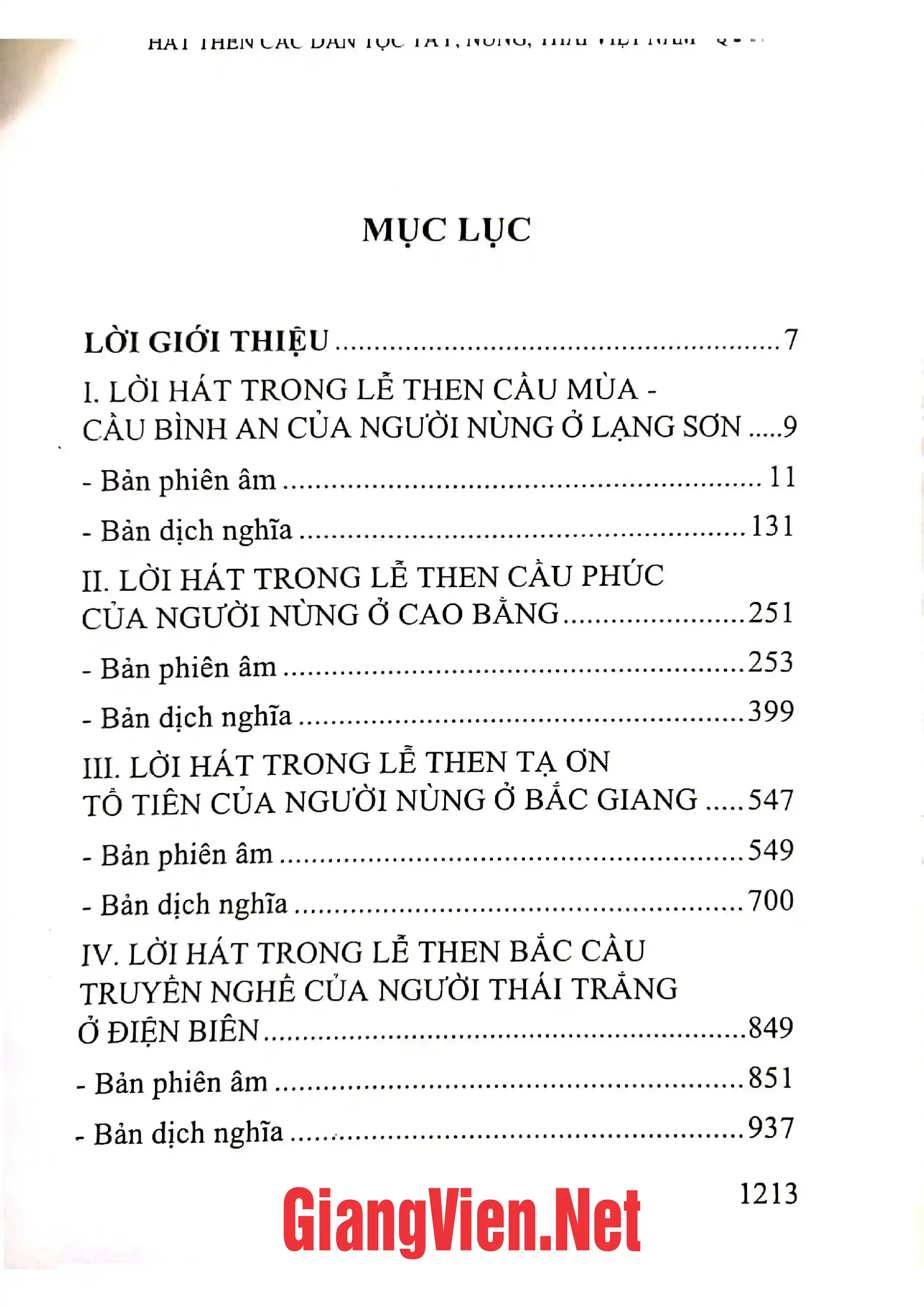Trang bìa chính thức sách Hát Then các dân tộc Tày, Nùng, Thái Việt Nam, quyển 2: Lời hát Then dân tộc Nùng. Thái