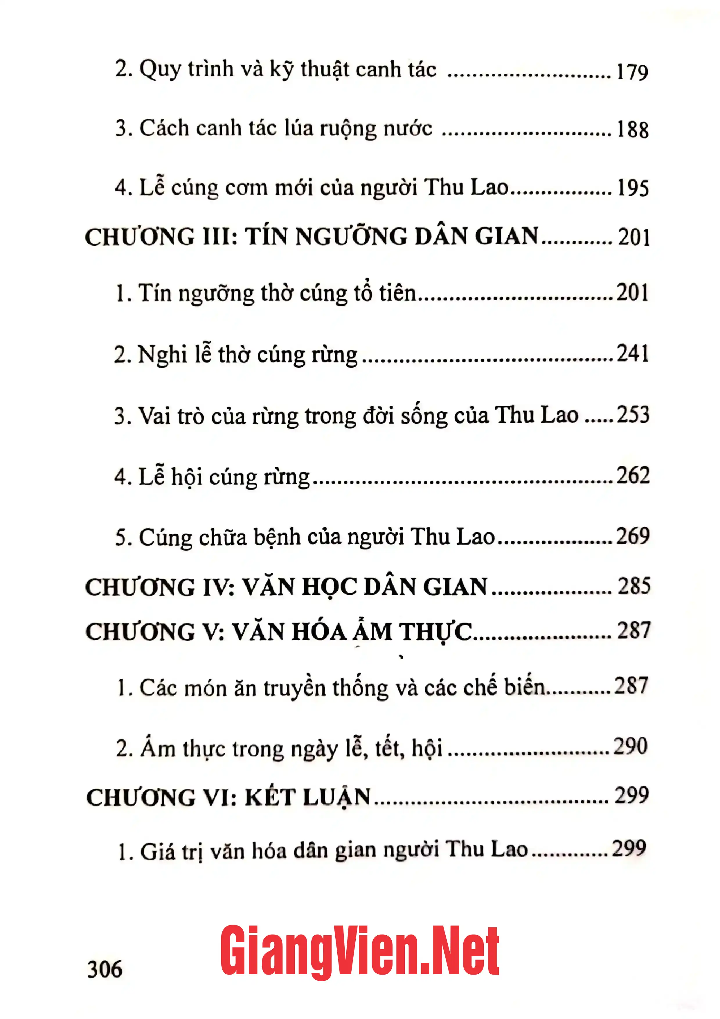 Mục lục chi tiết trang 1 sách Văn hóa dân gian người Thu Lao ở Mường Khương, Lào Cai