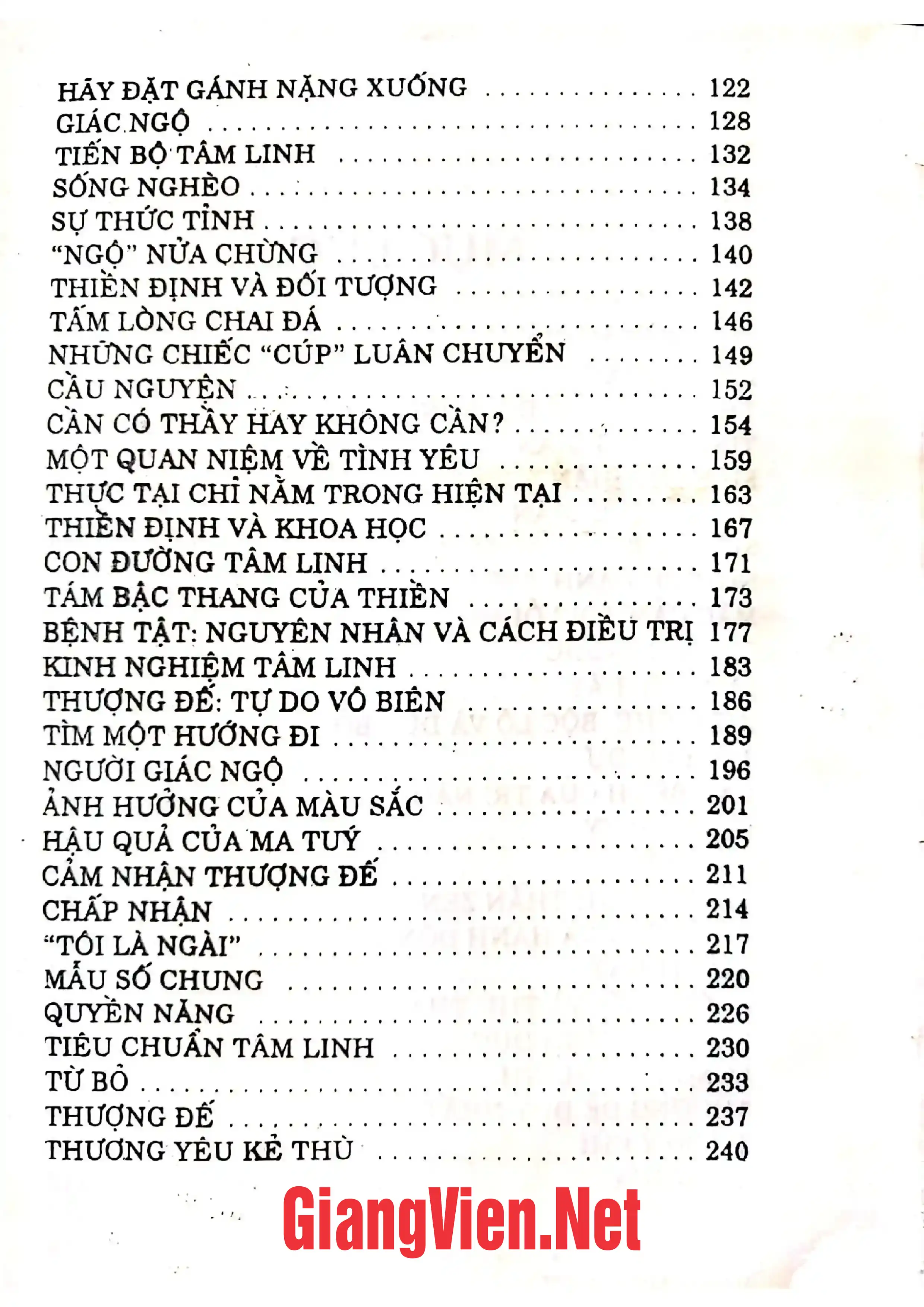 Mục lục chi tiết trang 1 sách Minh triết trong đời sống