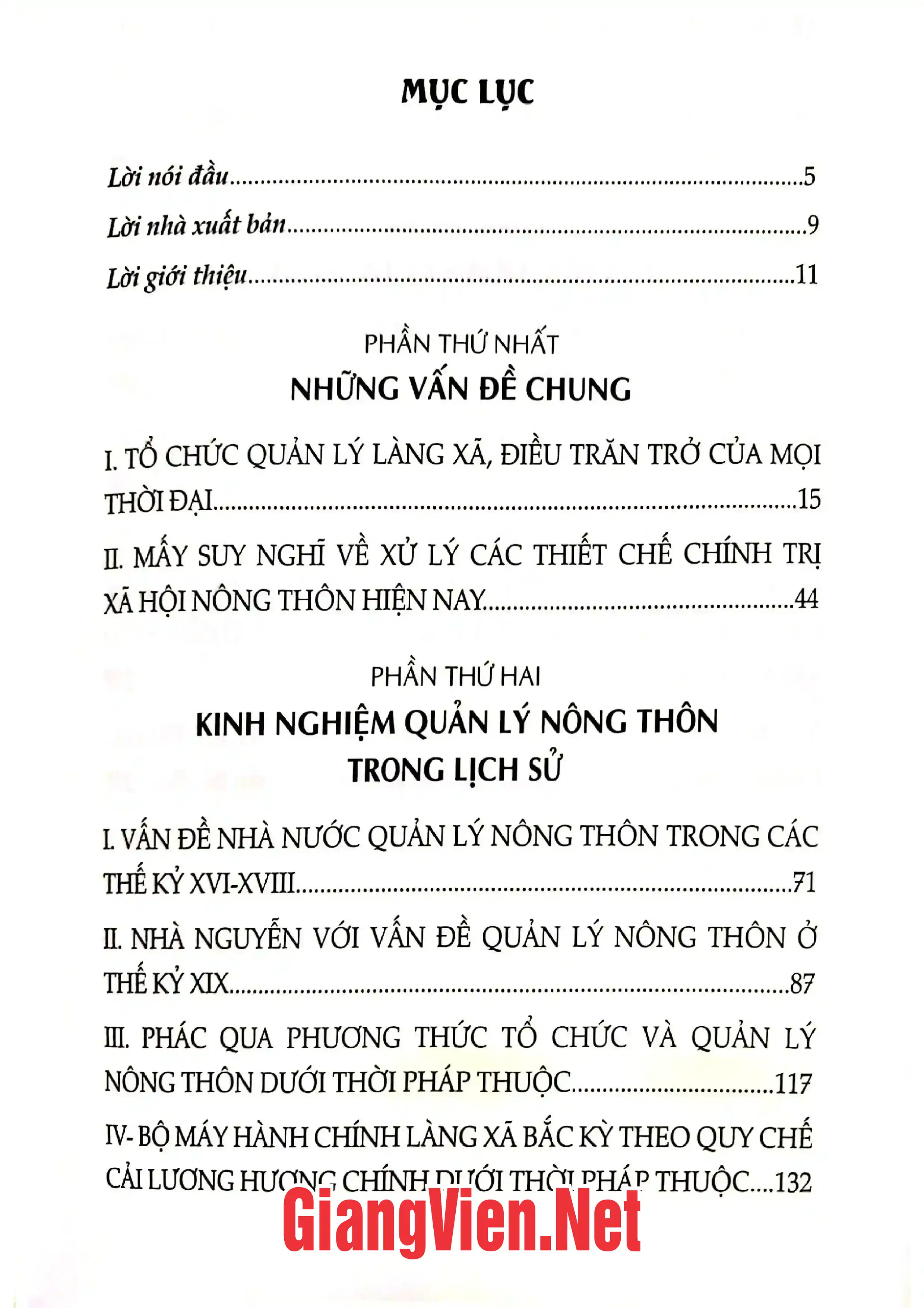 Trang bìa chính thức sách Kinh nghiệm tổ chức quản lý nông thôn Việt Nam trong lịch sử
