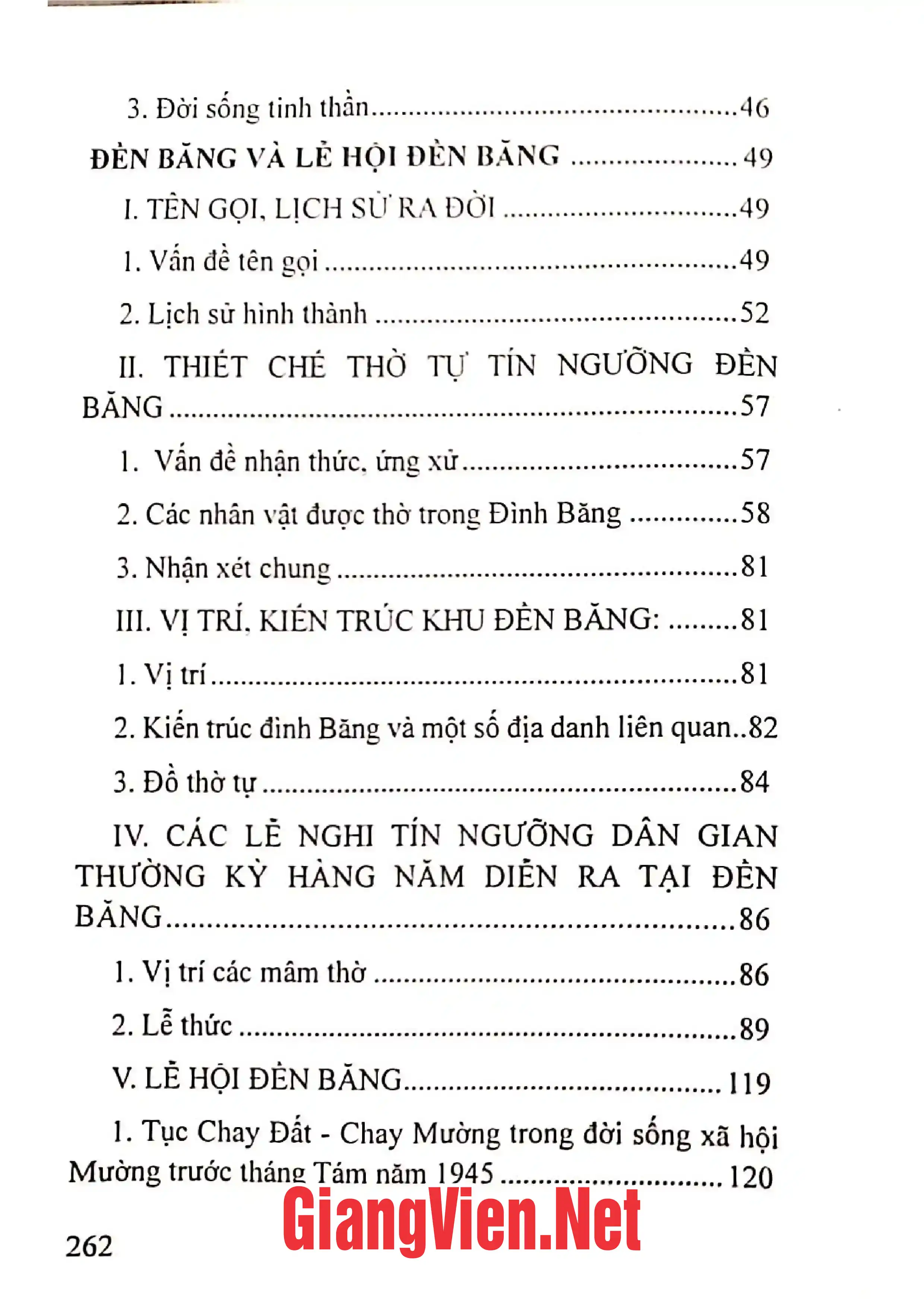 Mục lục chi tiết trang 1 sách Đề băng và các nghi lễ tín ngưỡng dân gian