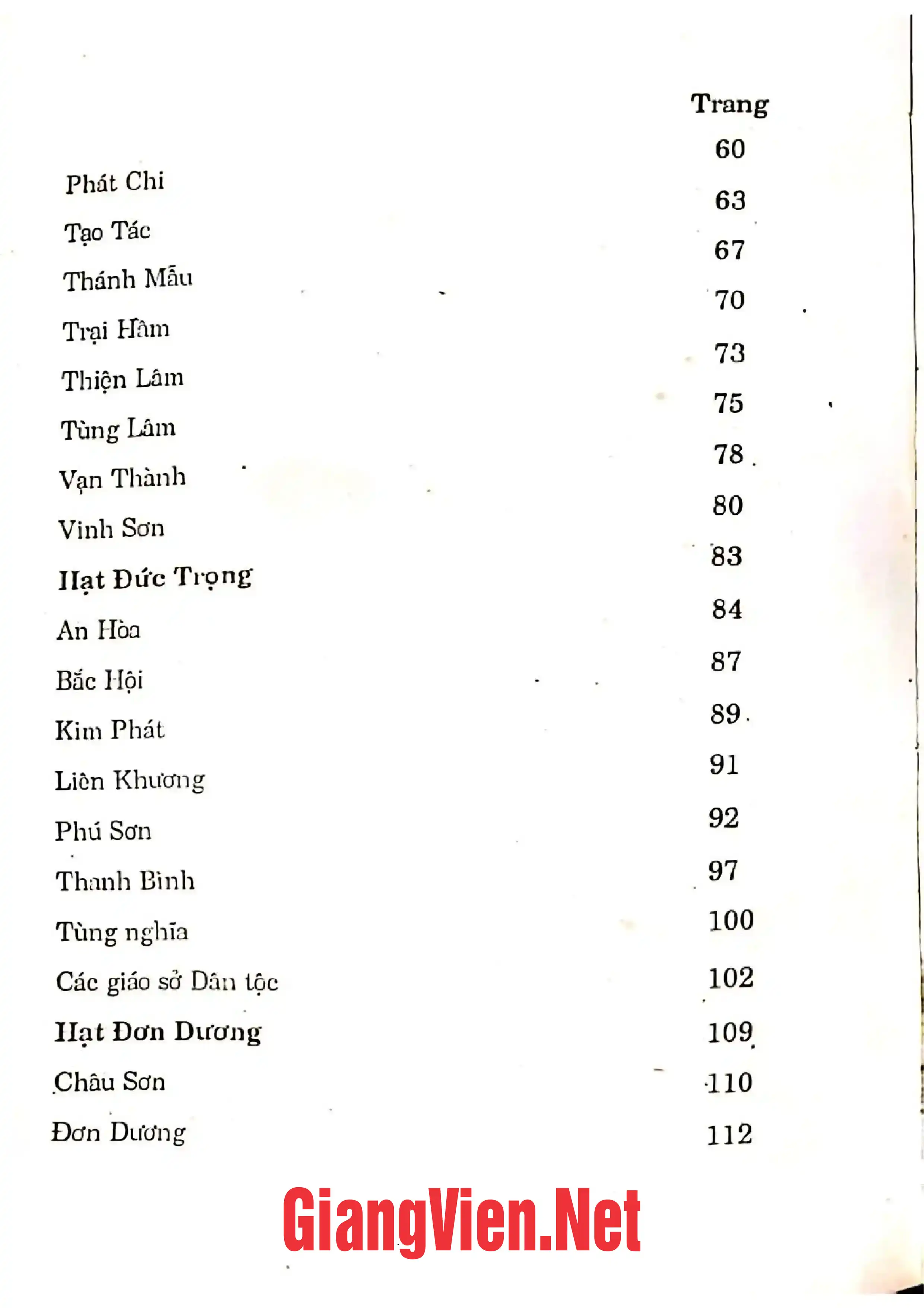 Mục lục chi tiết trang 2 sách Lịch sử sơ lược của giáo phận Đà Lạt và các giáo sở trong giáo phận