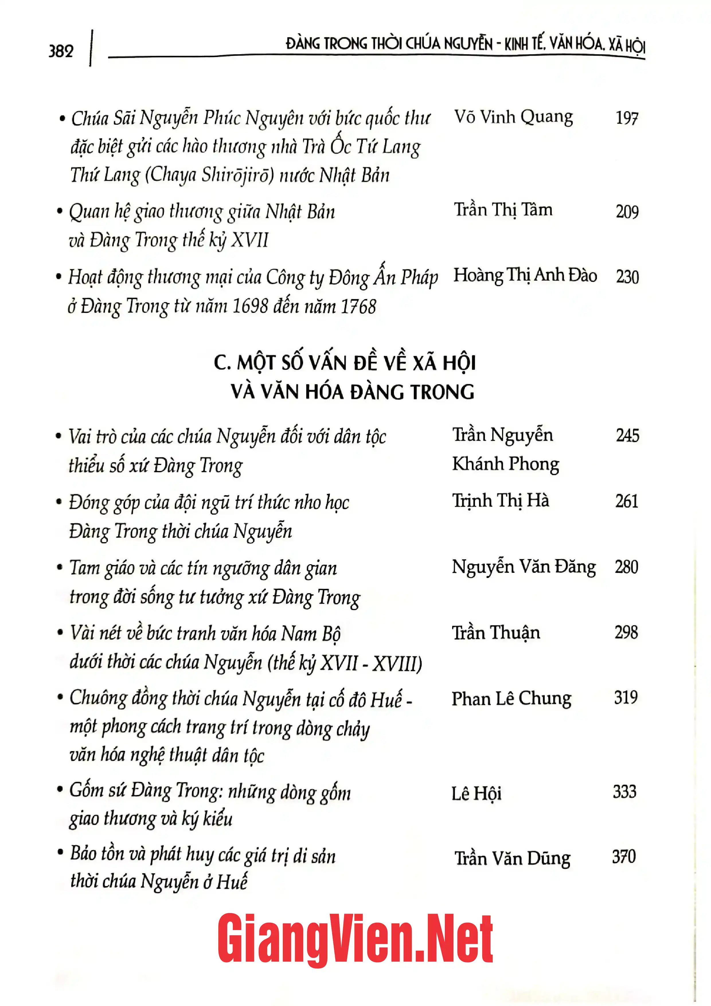 Mục lục chi tiết trang 1 sách Đàng trong thời Chúa Nguyễn - Kinh tế, văn hóa, xã hội
