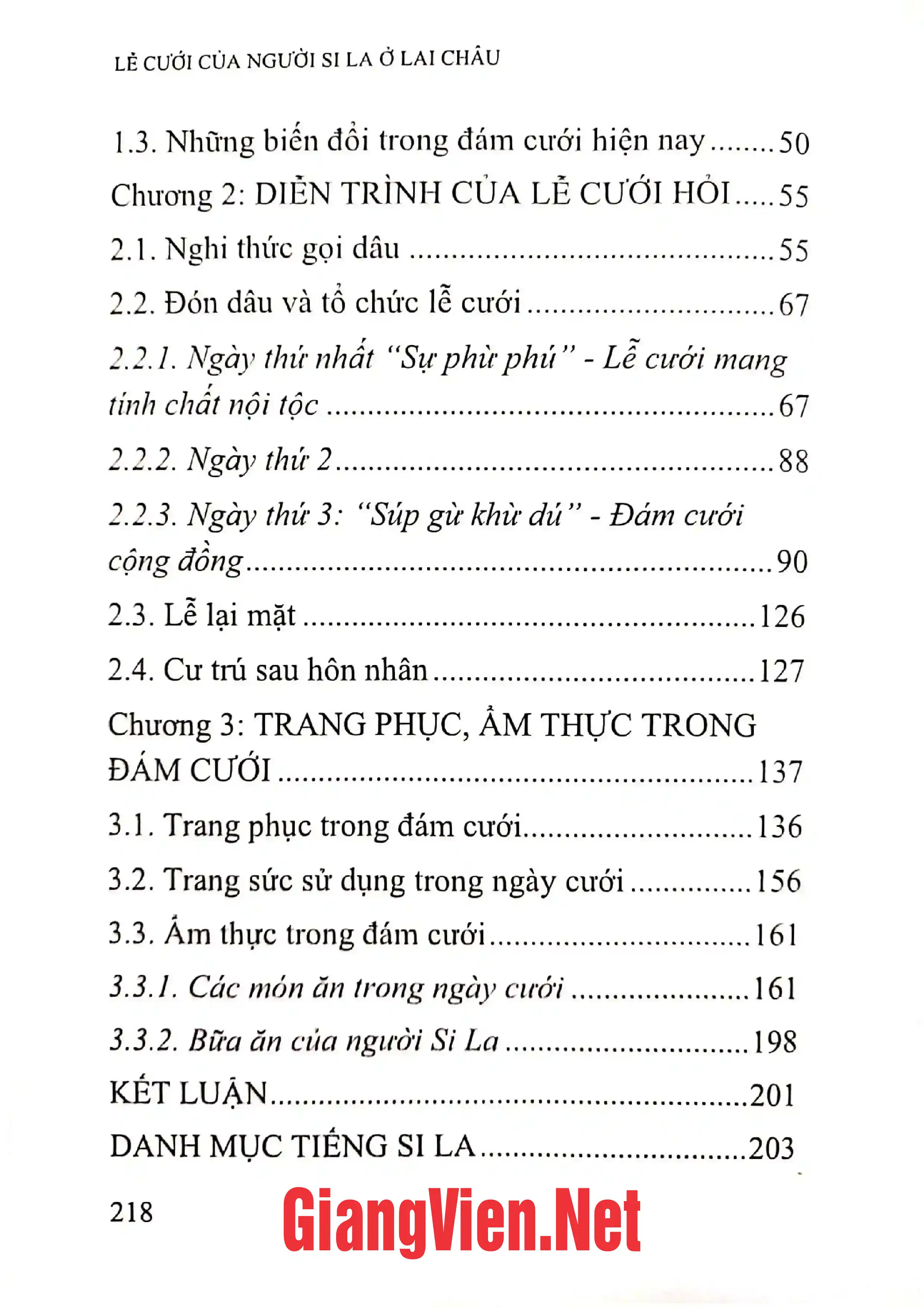 Mục lục chi tiết trang 1 sách Lễ cưới của người Sila ở Lai Châu