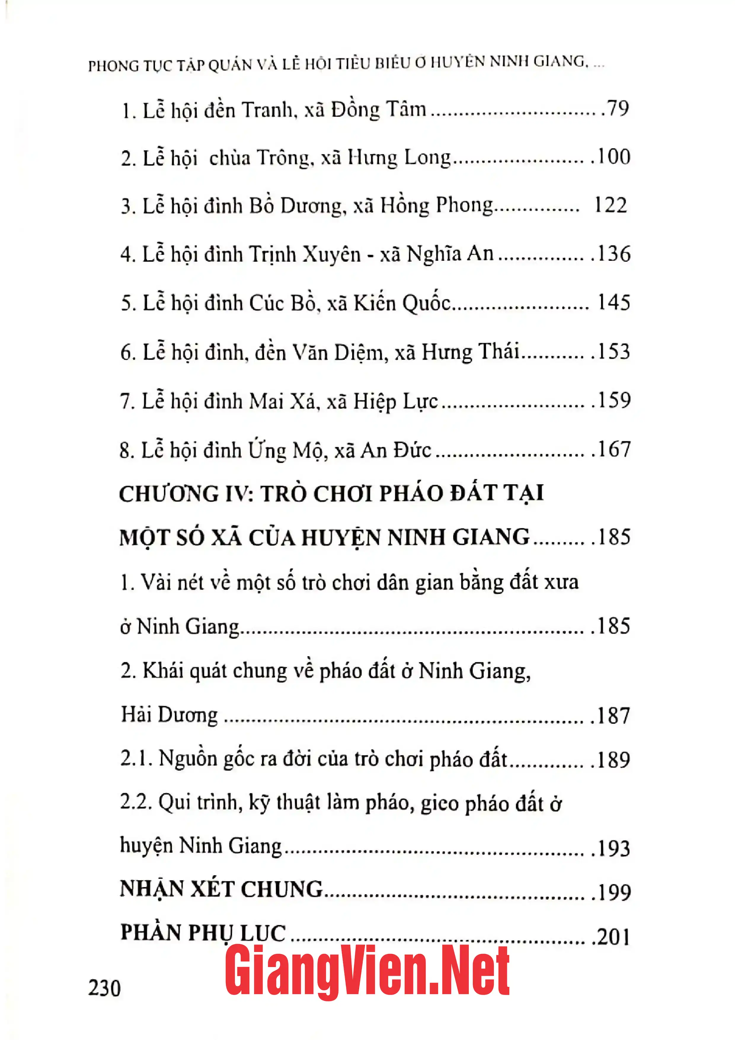 Mục lục chi tiết trang 1 sách Phong tục tập quán và lễ hội tiêu biểu ở huyện Ninh Giang tỉnh Hải Dương.