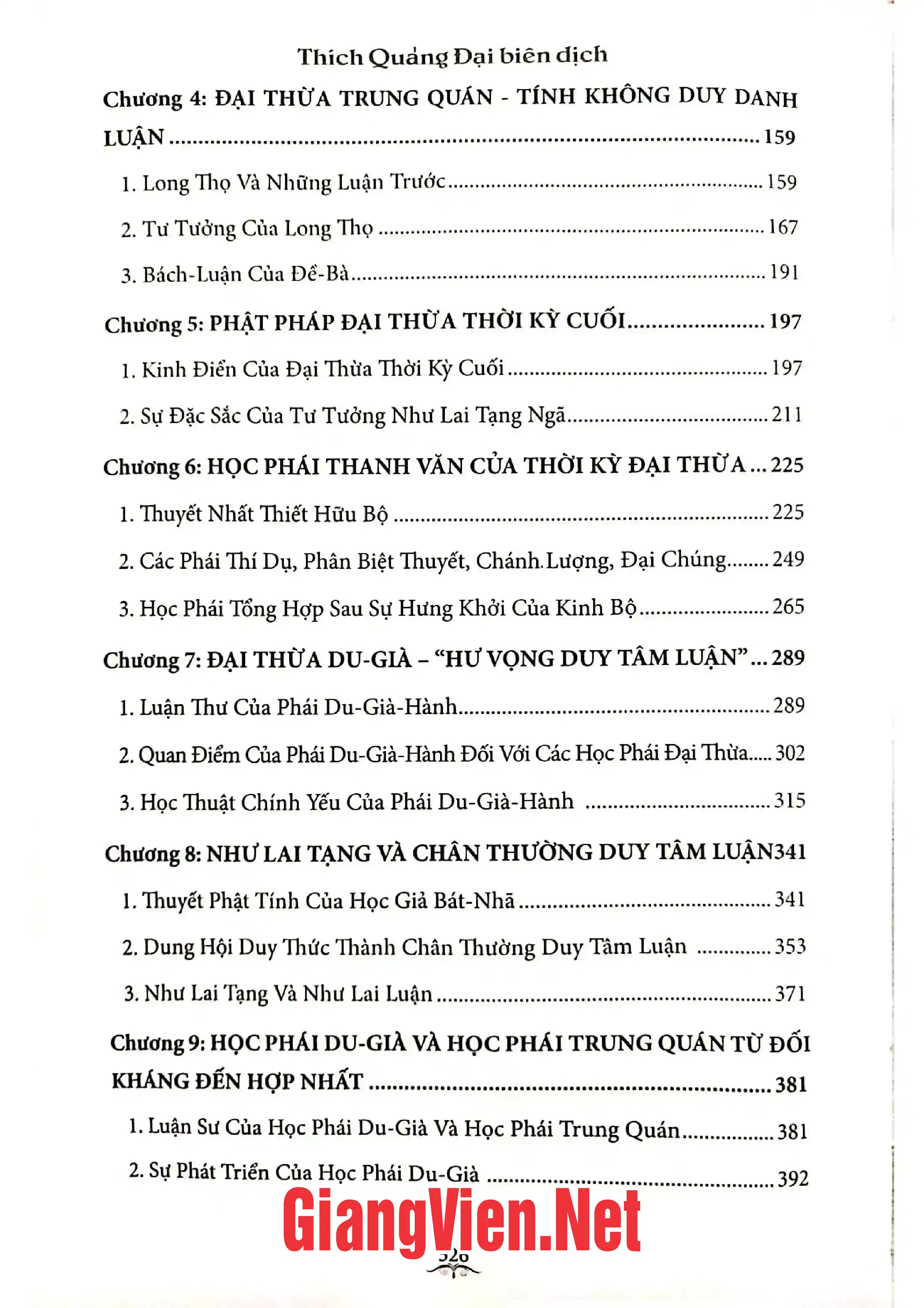 Mục lục chi tiết trang 1 sách Lịch sử tư tưởng Phật giáo ấn Độ