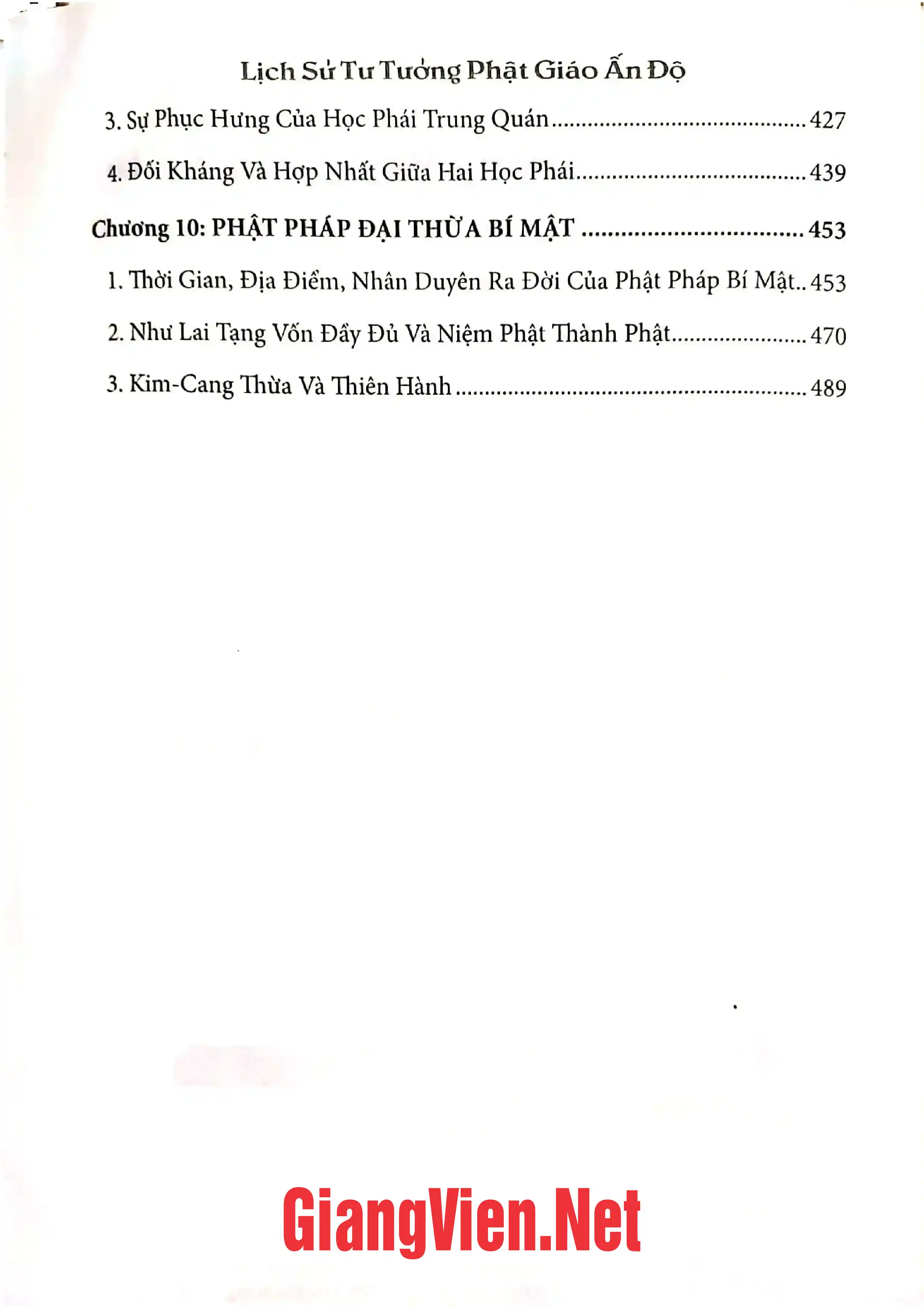 Mục lục chi tiết trang 2 sách Lịch sử tư tưởng Phật giáo ấn Độ