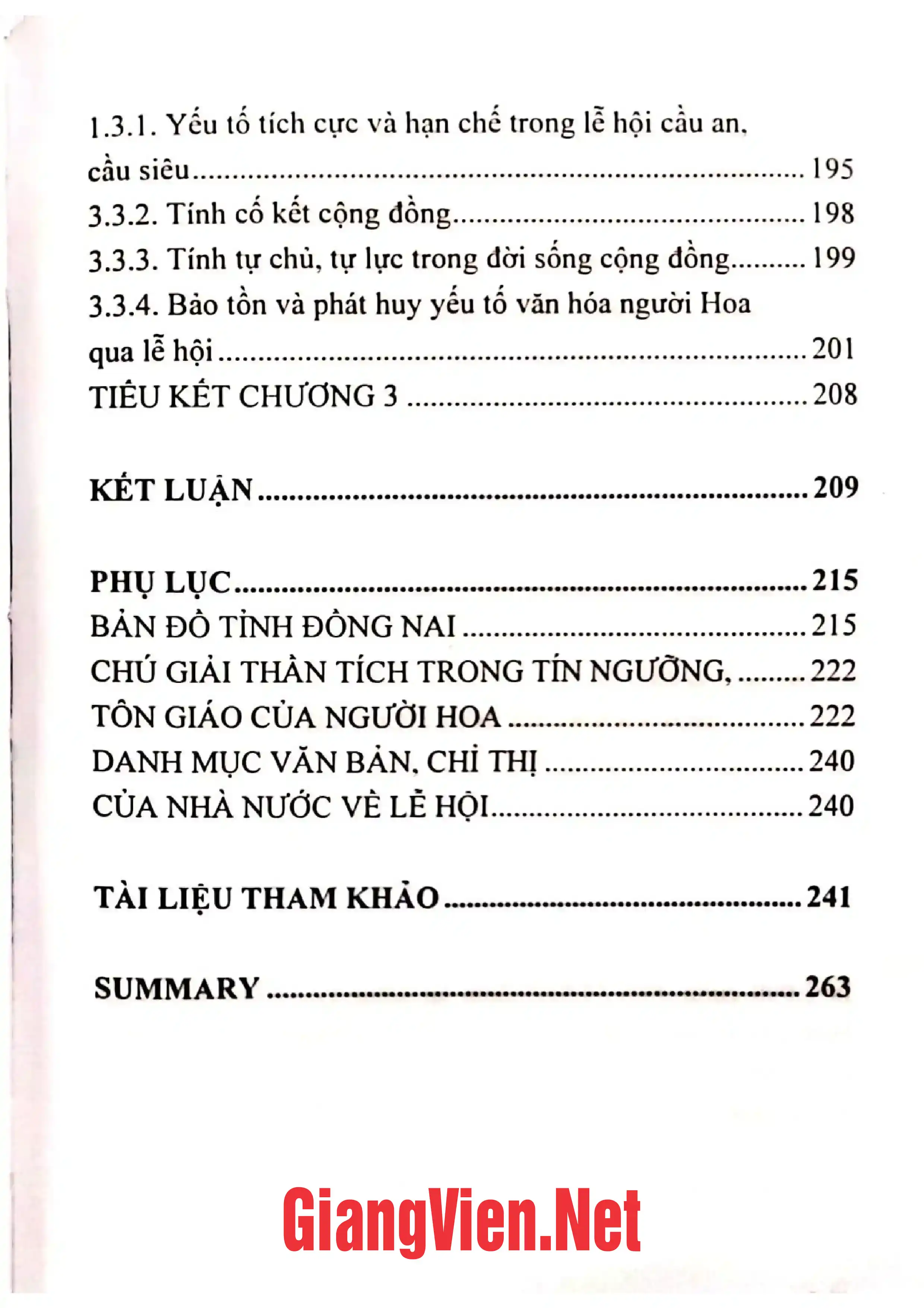 Mục lục chi tiết trang 2 sách Lễ hội cầu an, cầu siêu của người Hoa ở Đồng Nai