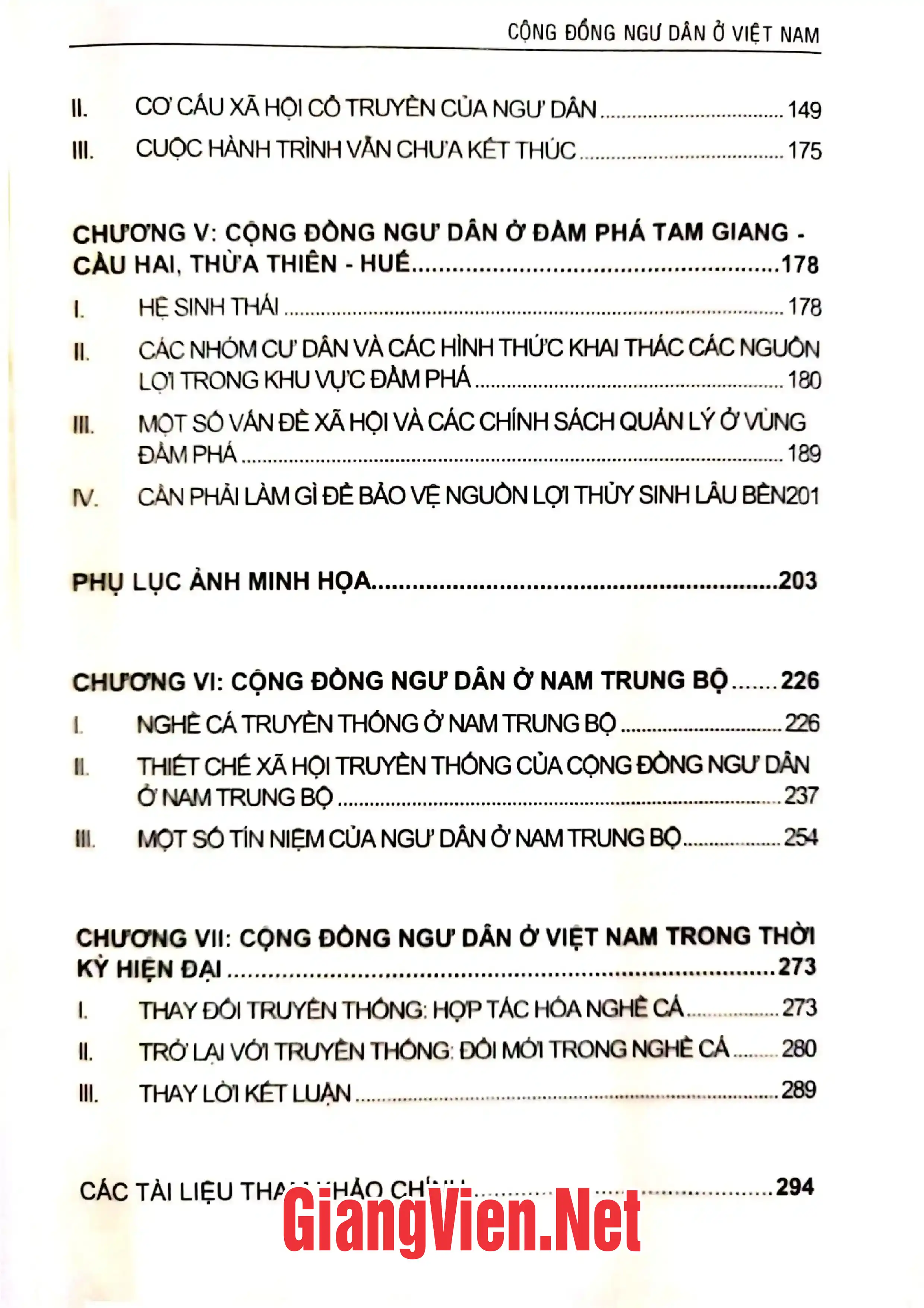 Mục lục chi tiết trang 1 sách Cộng đồng ngư dân ở Việt Nam