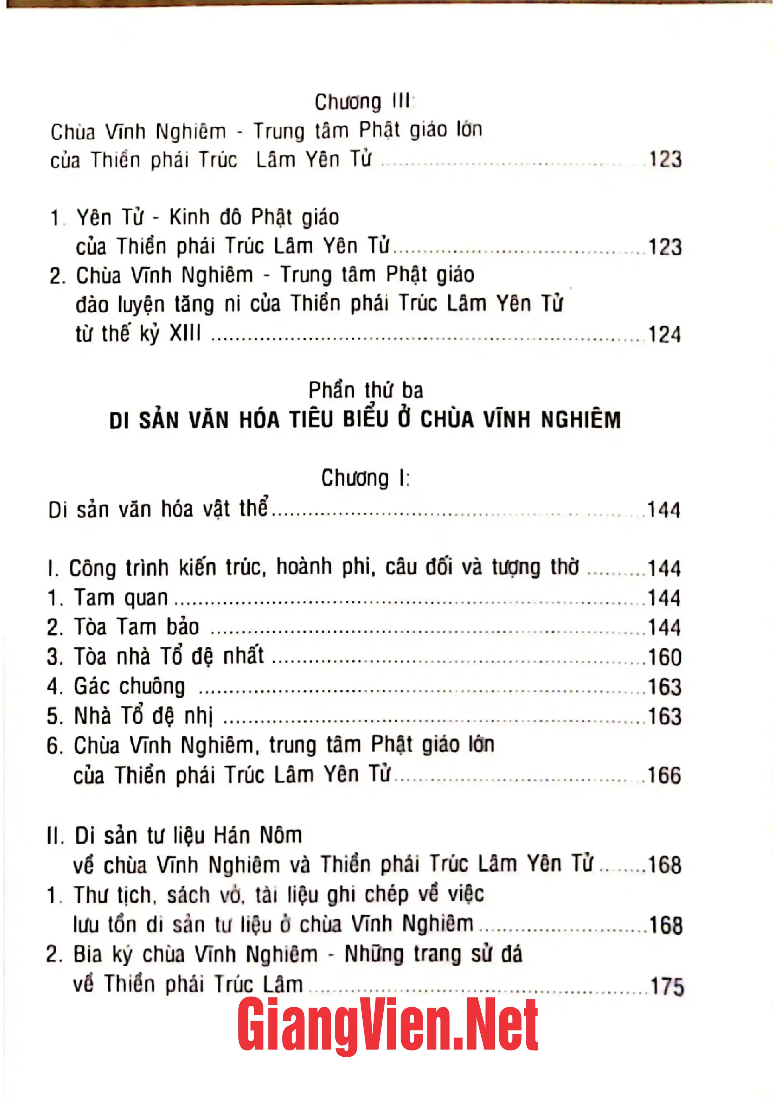 Mục lục chi tiết trang 2 sách Chùa Vĩnh Nghiêm với thiền phái Trúc Lâm Yên Tử