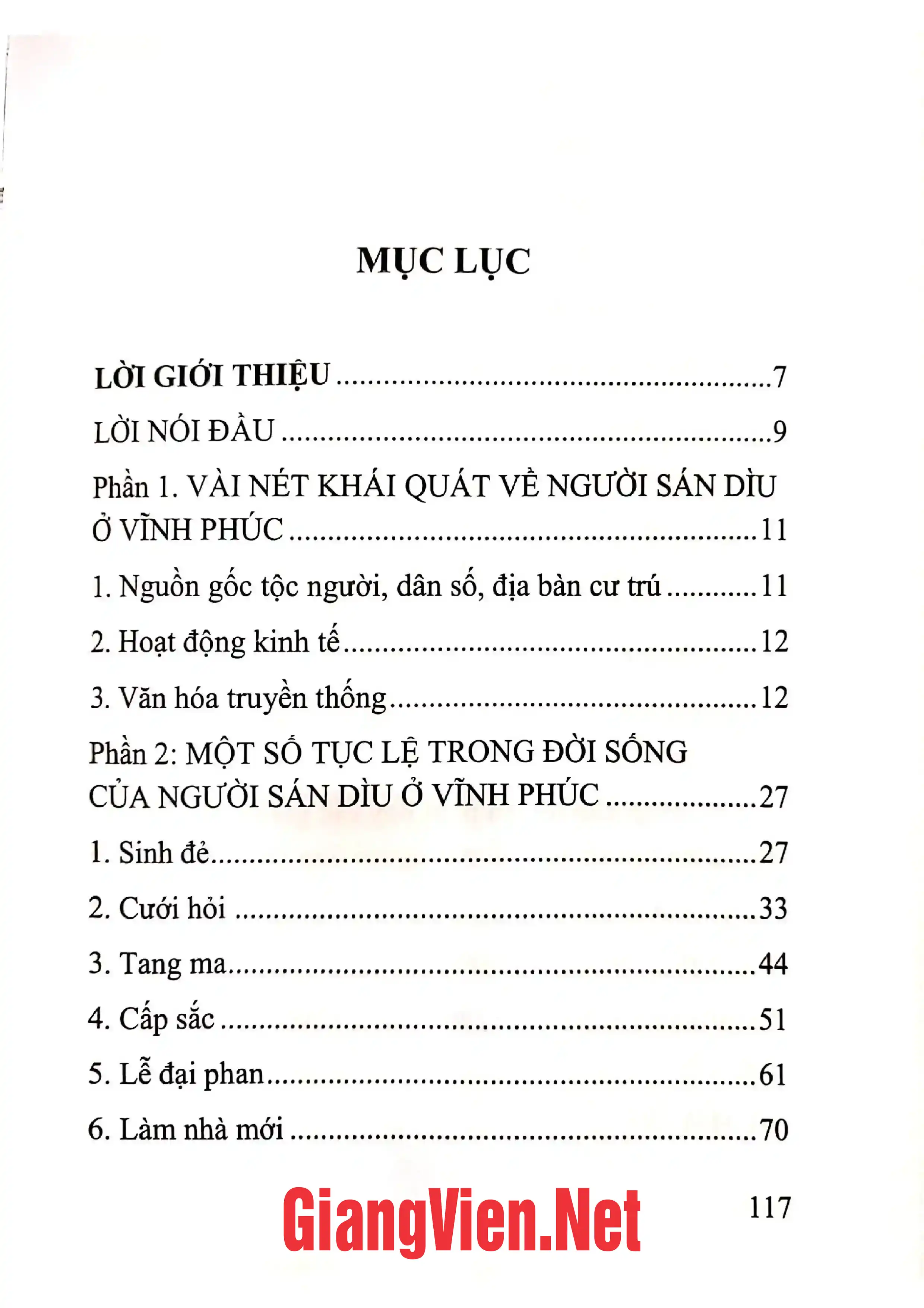 Trang bìa chính thức sách Một số phong tục tập quán của người Sáng Dìu ở Vĩnh Phúc