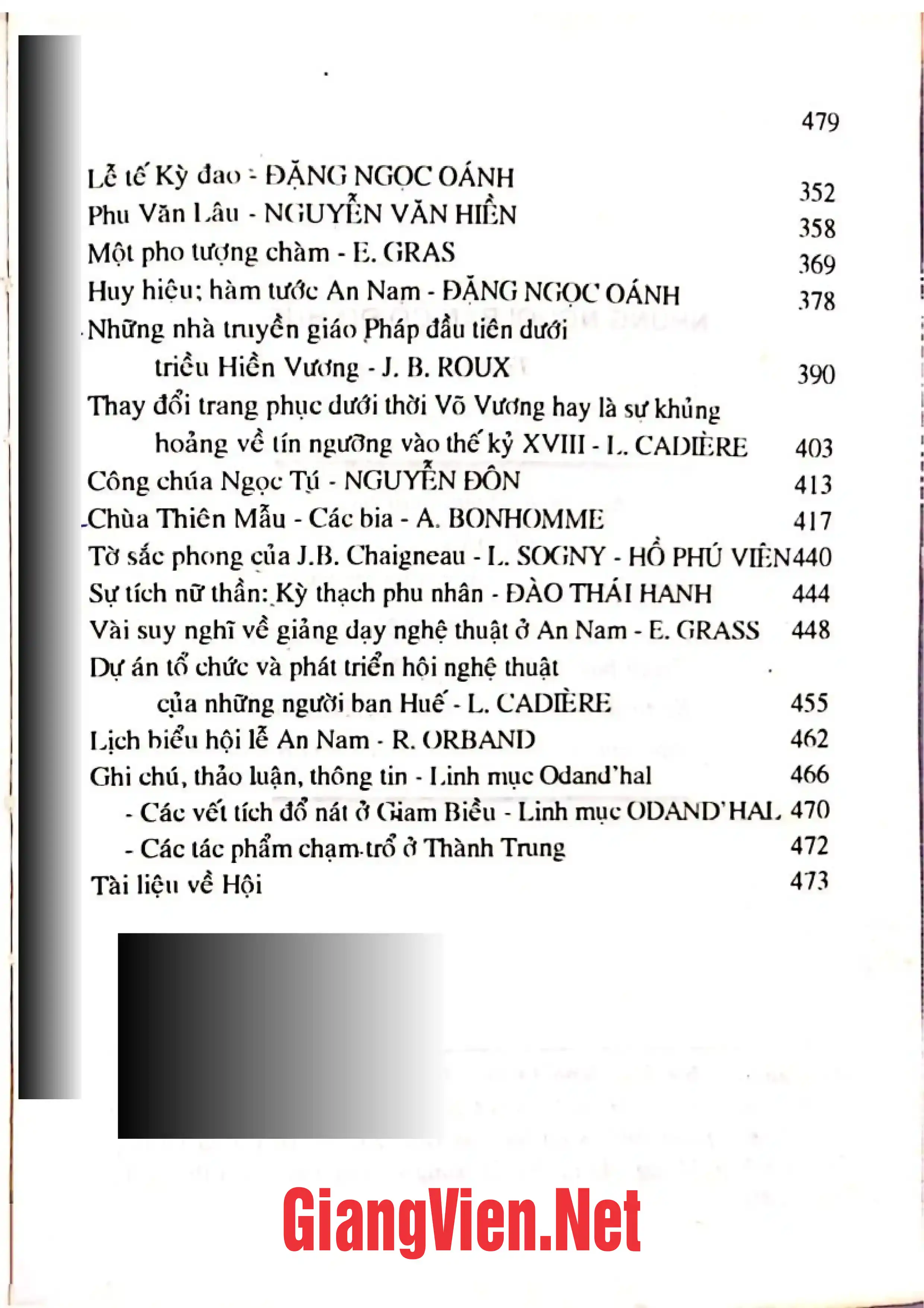 Mục lục chi tiết trang 2 sách Những người bạn cố đô Huế, tập 2: 1915