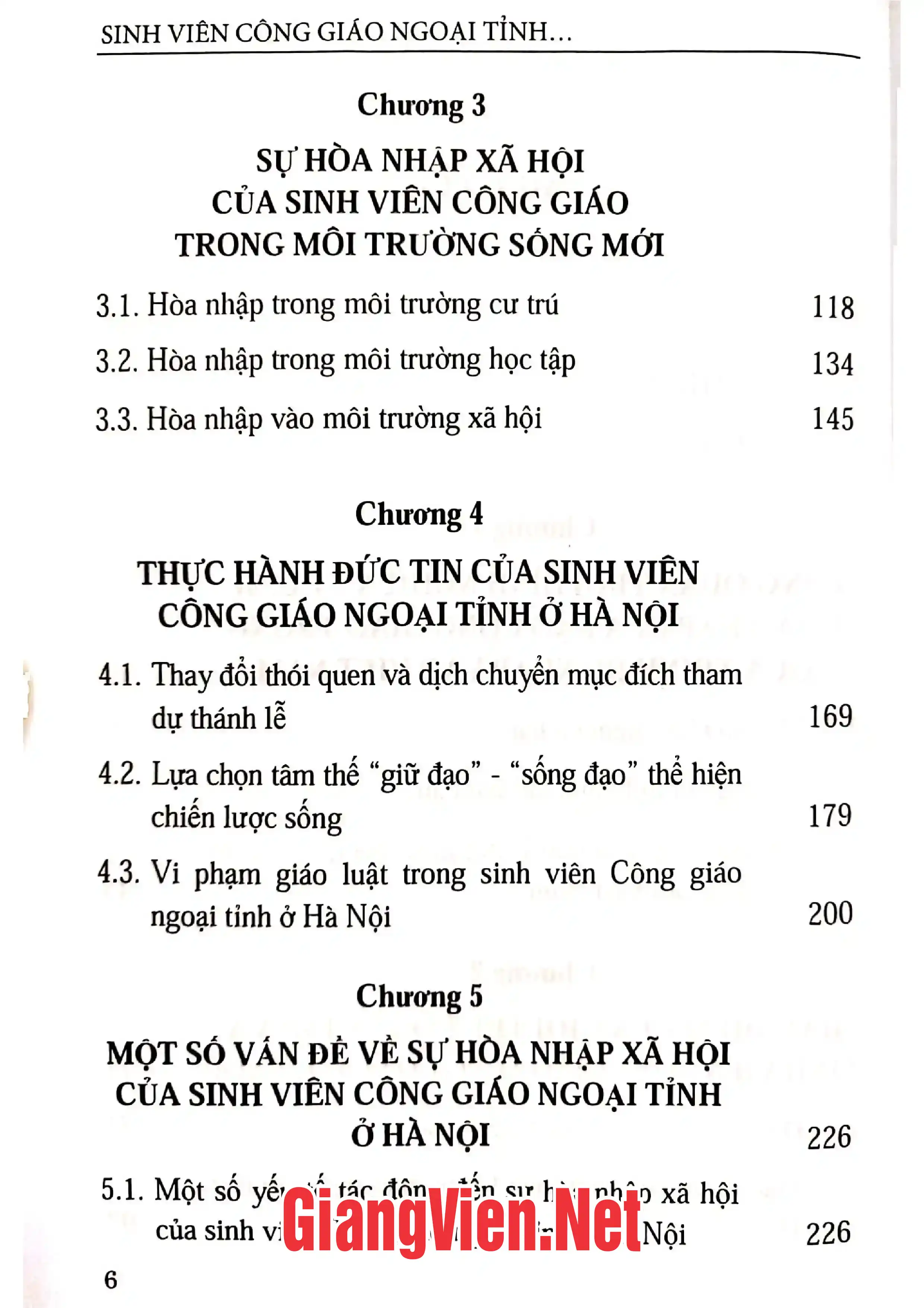 Mục lục chi tiết trang 1 sách Sinh viên Công giáo ngoại tỉnh ở Hà Nội