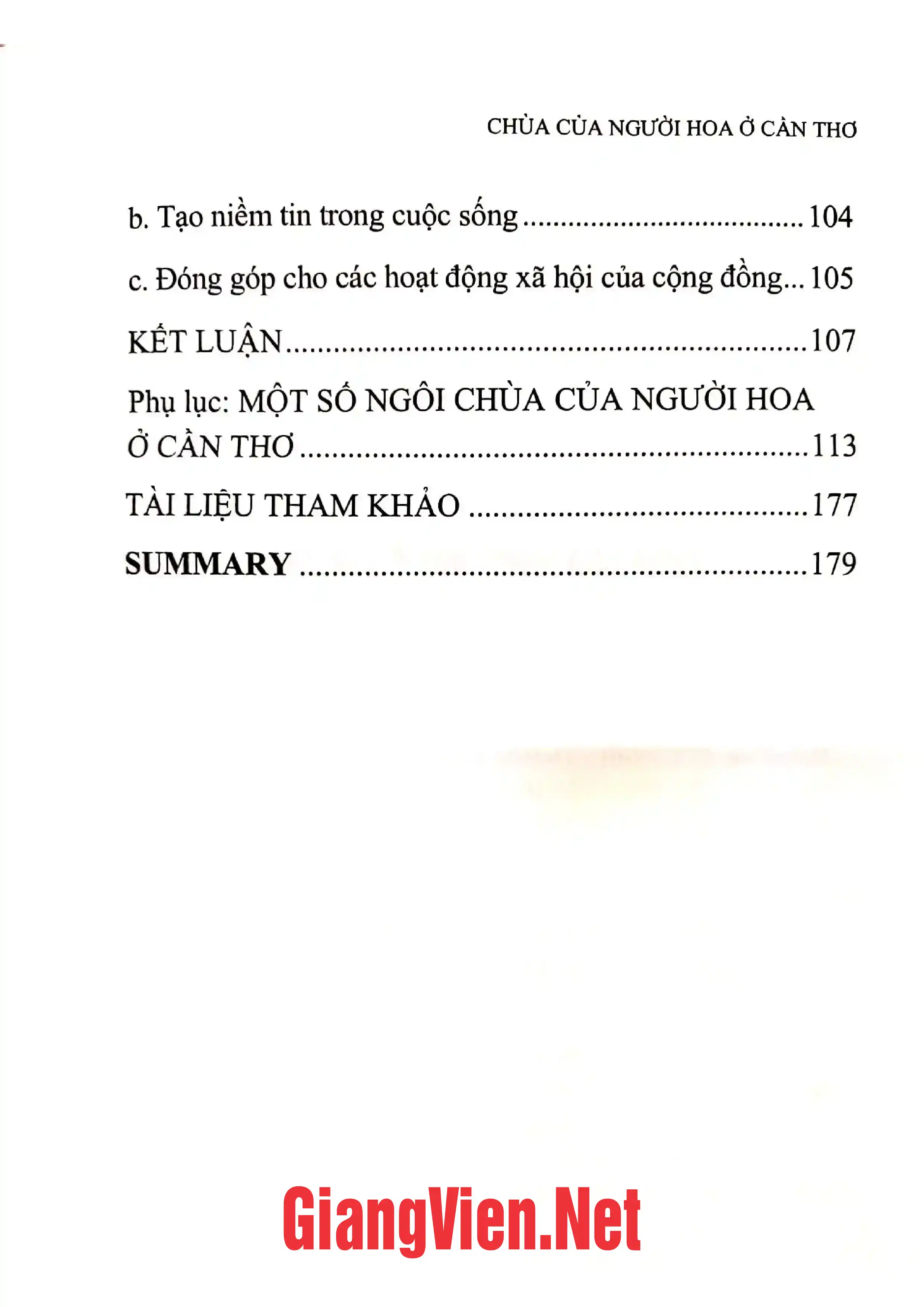 Mục lục chi tiết trang 2 sách Chùa của người Hoa ở Cần Thơ