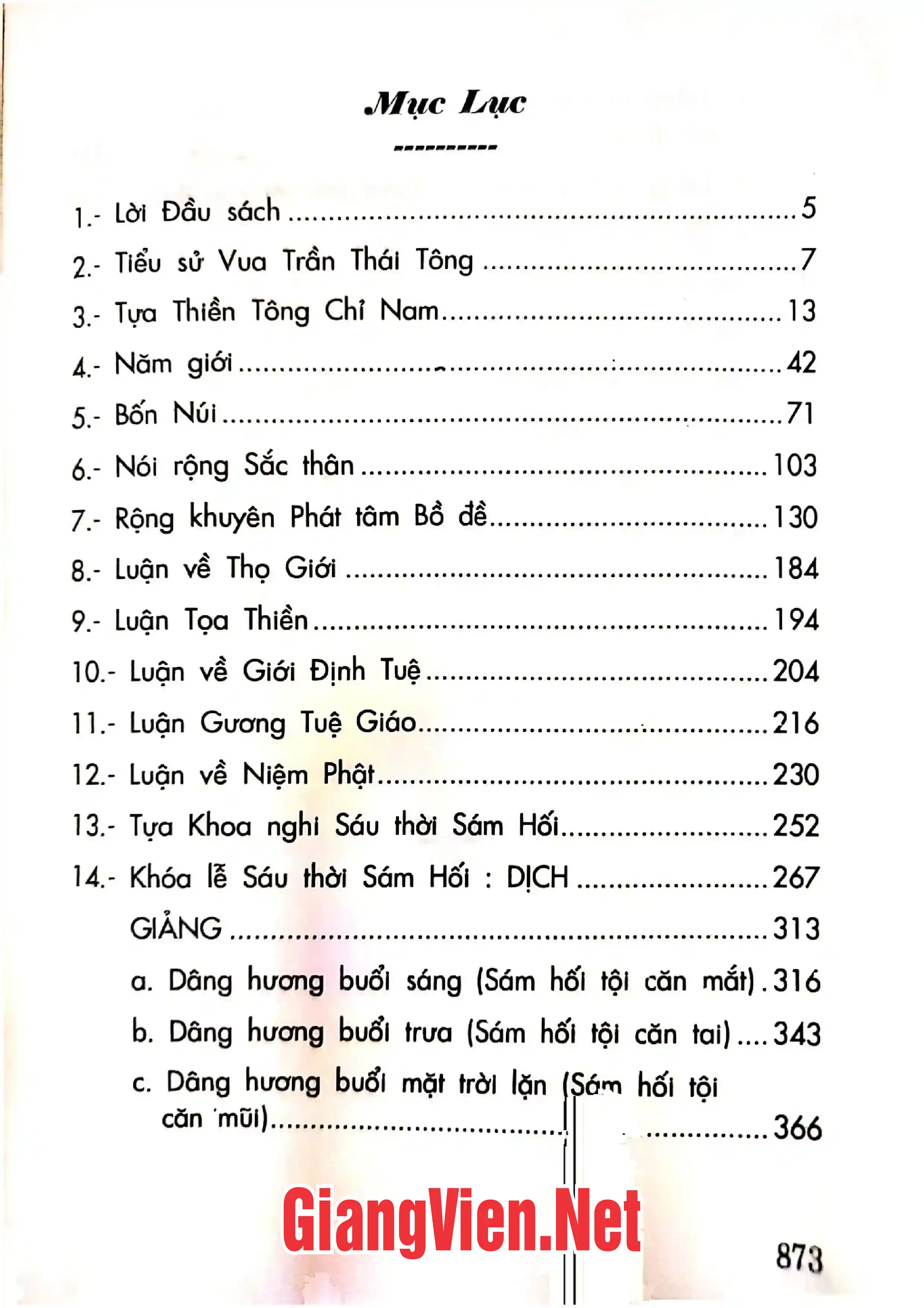 Mục lục chi tiết trang 2 sách Khóa hư lục giảng giải