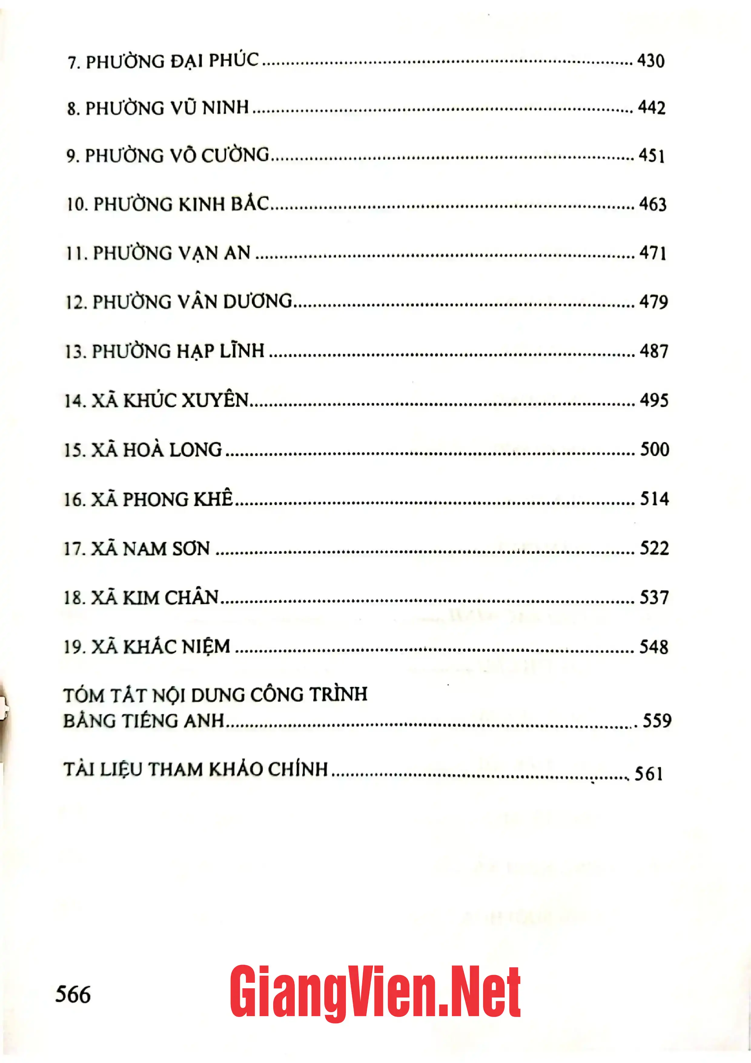 Mục lục chi tiết trang 3 sách Làng xã tỉnh Bắc Ninh tập 2