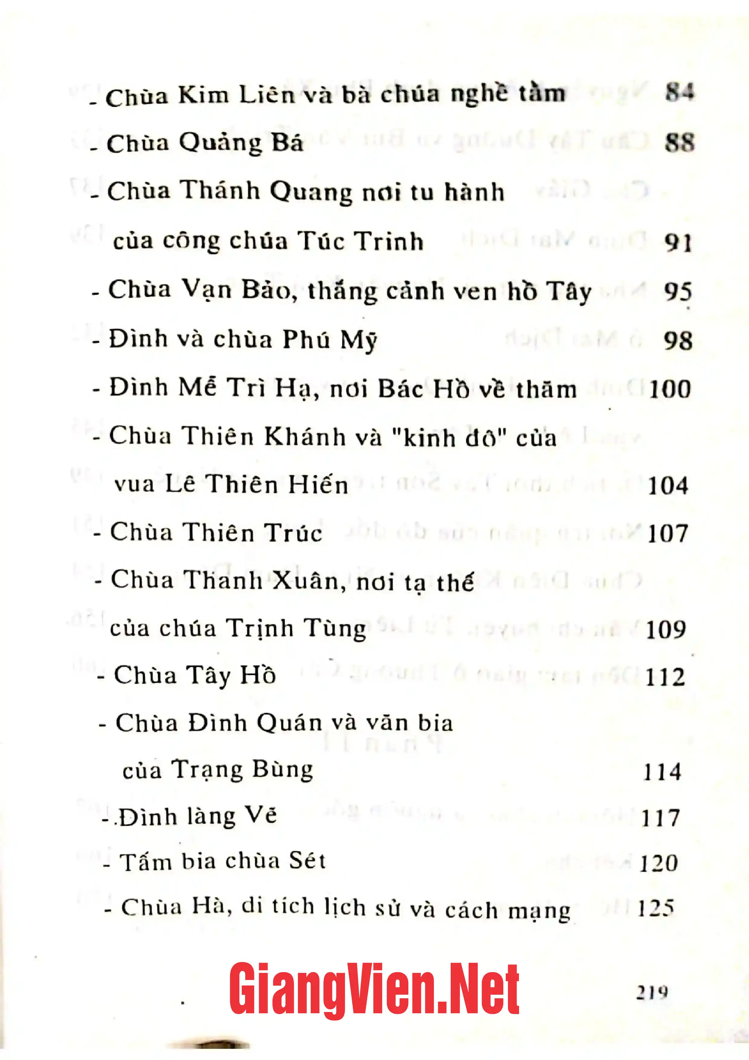 Mục lục chi tiết trang 2 sách Di tích văn vật vùng ven Thăng Long