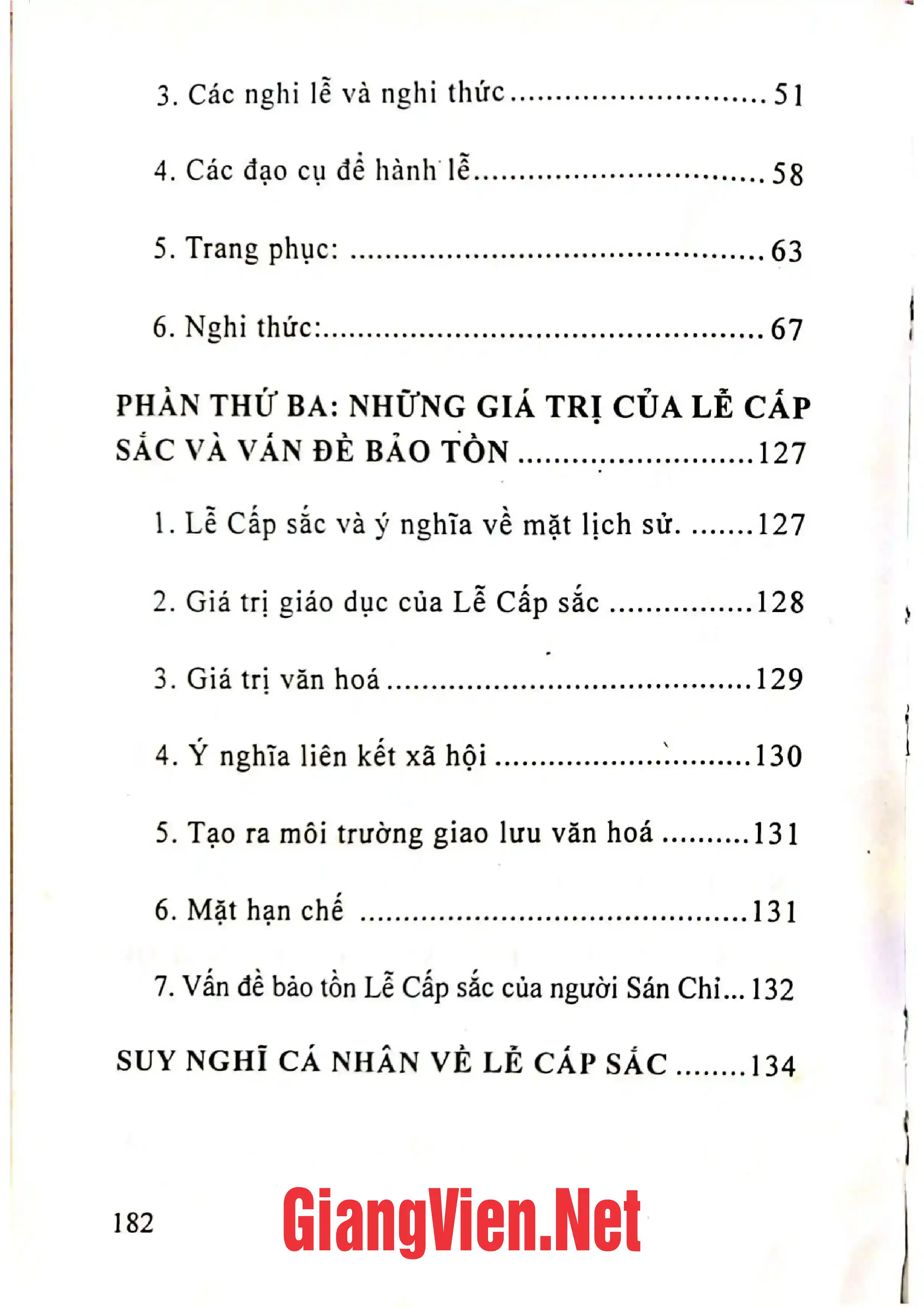 Mục lục chi tiết trang 1 sách Lễ cấp sắc của người Sán Chỉ ở xã Hưng Đạo - huyện Bảo Lạc - tỉnh Cao Bằng