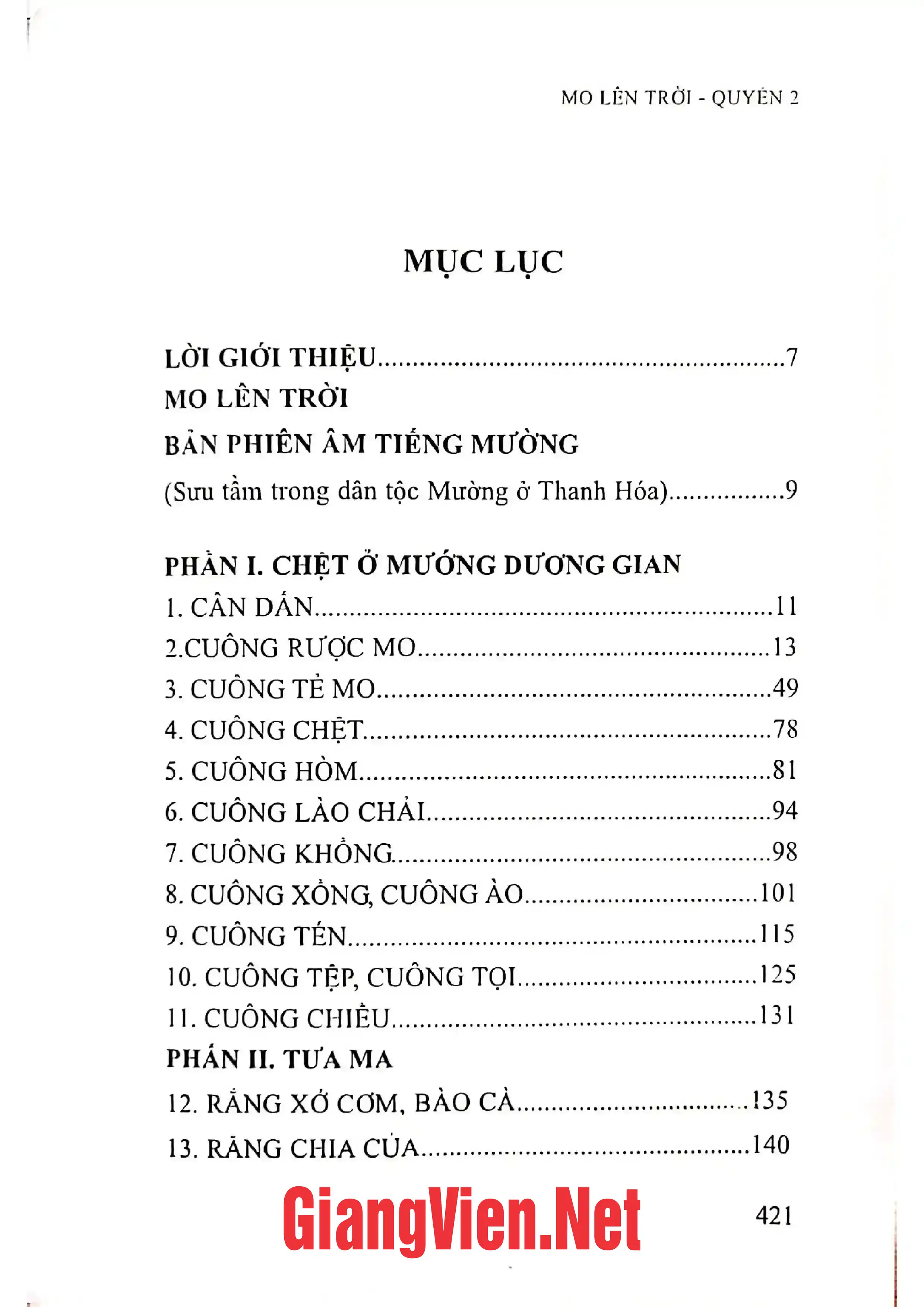 Trang bìa chính thức sách Mo lên trời bài ca đưa hồn của người Mường Quyển 2