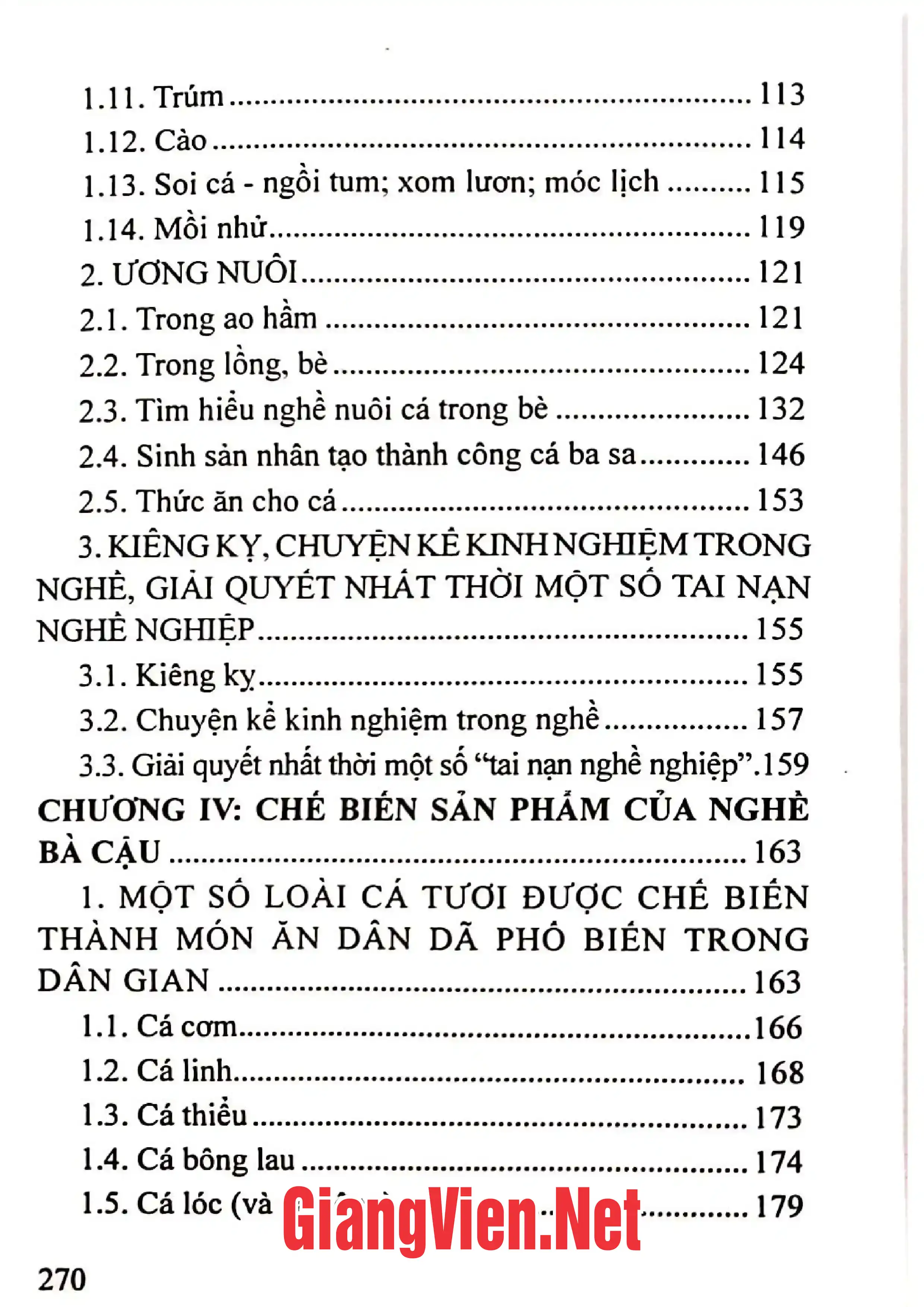 Mục lục chi tiết trang 1 sách Nghề Bà Cậu văn hóa đánh bắt ở An Giang