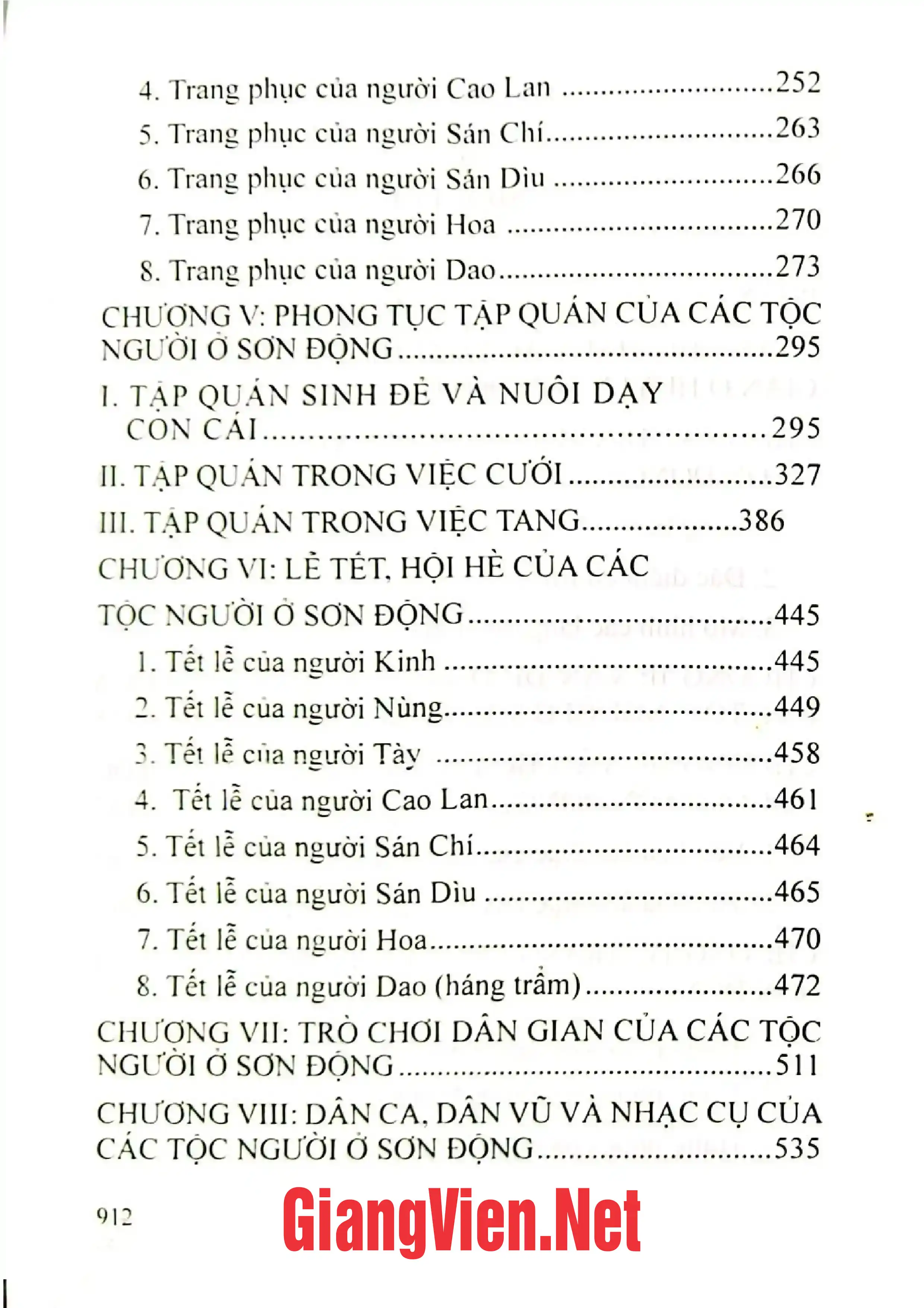 Mục lục chi tiết trang 1 sách Văn hóa dân gian huyện Sơn Động, Bắc Giang