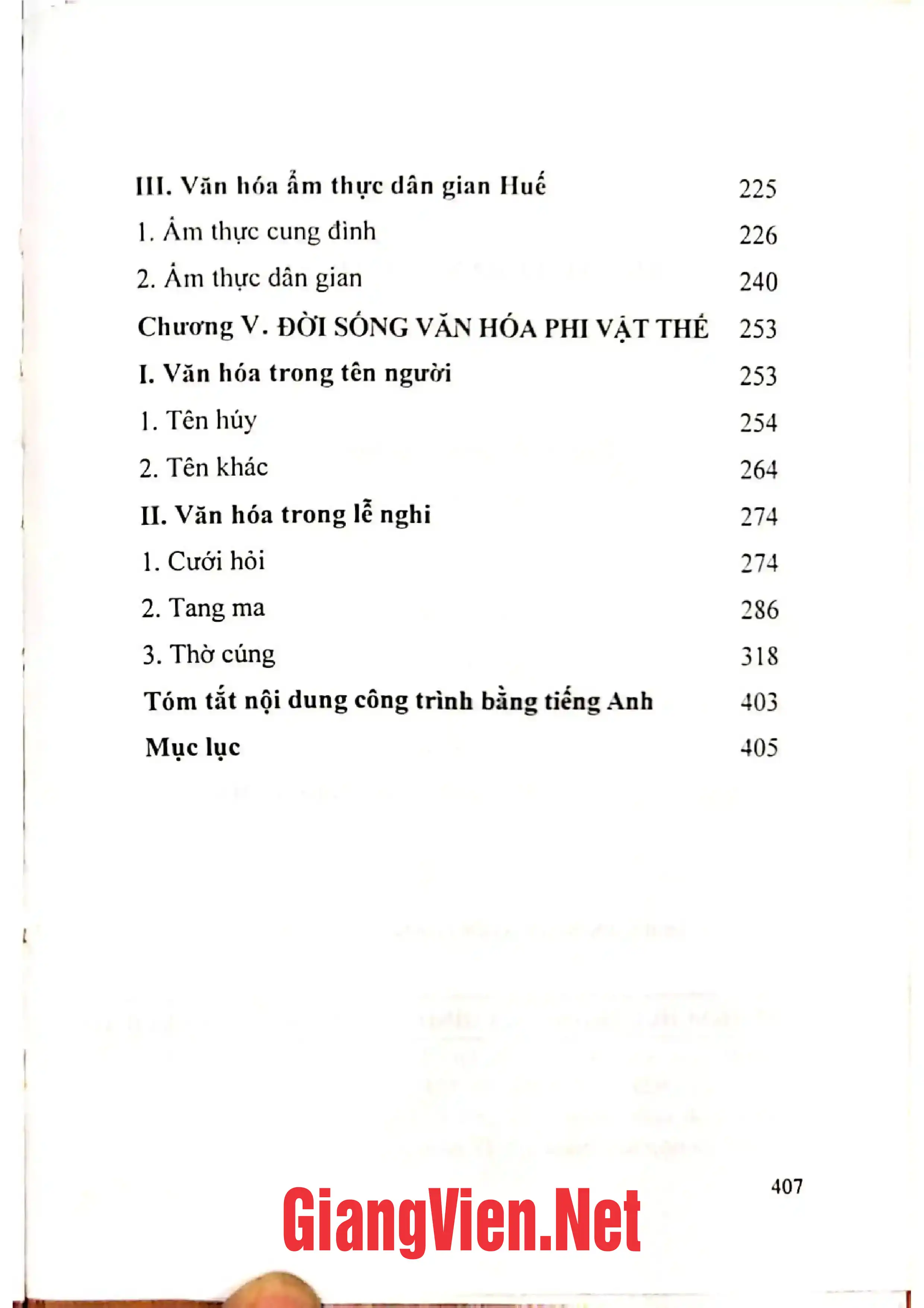 Mục lục chi tiết trang 2 sách Văn hóa Huế trong gia đình và họ tộc thế kỷ XVII - XIX